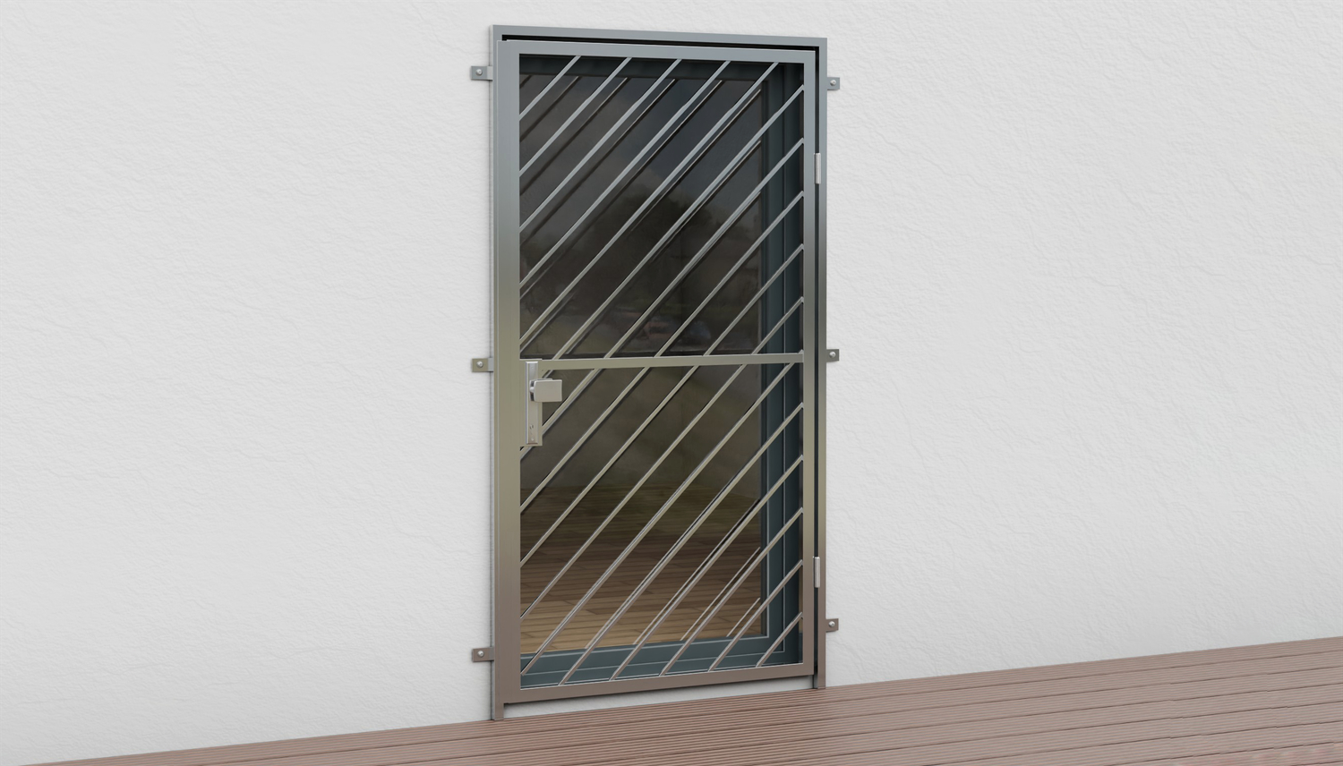Porte grillagée en acier inoxydable Barre diagonale 1