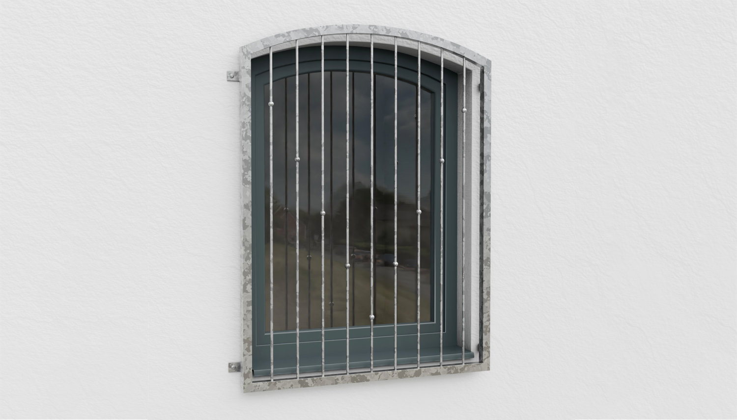 Grille de défense pour fenêtres en acier galvanisé à boules en V Arc supérieur 