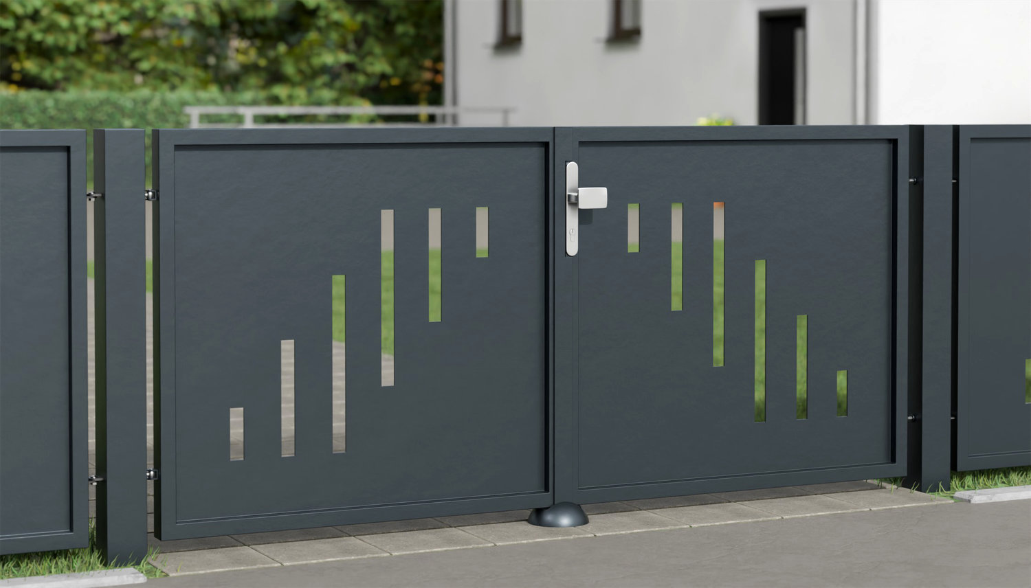 Portail de jardin en aluminium, brise-vue à 2 battants SG, GE