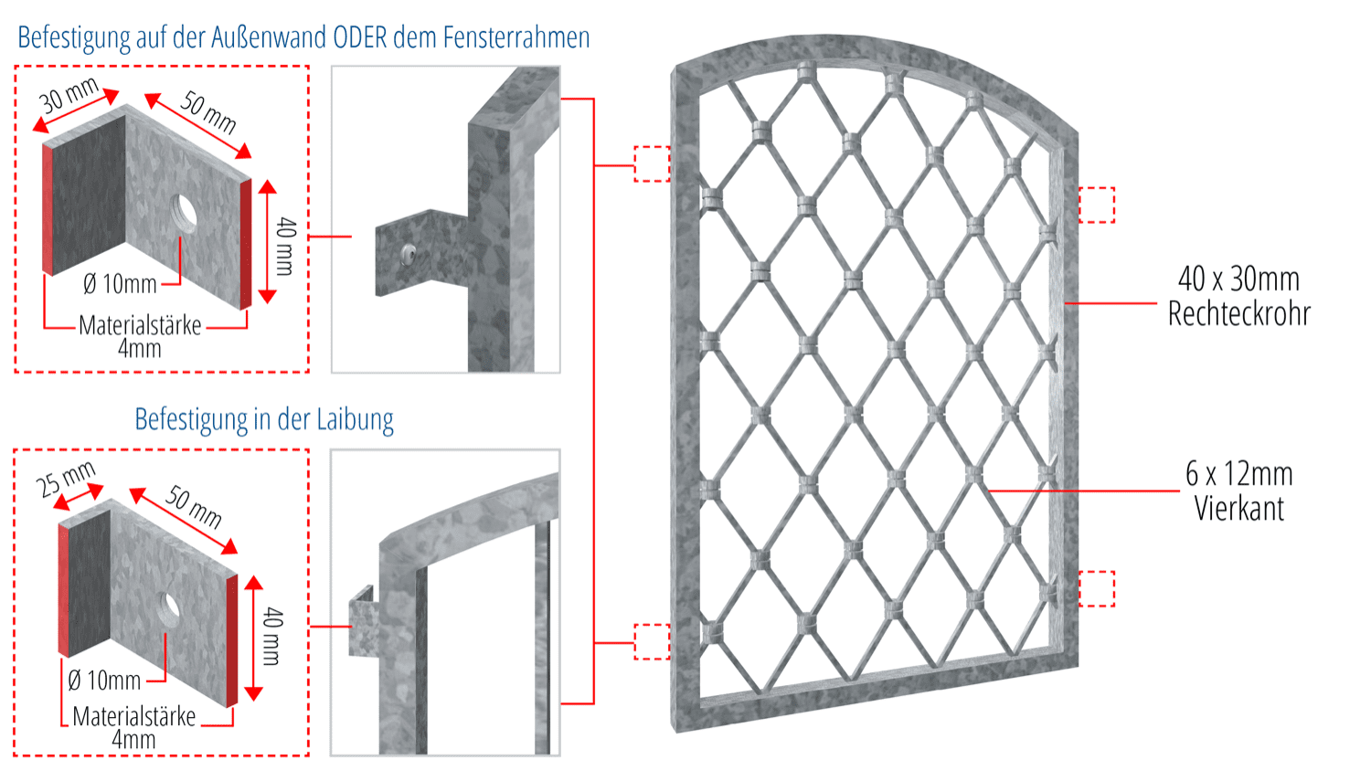 Grille de défense pour fenêtres en acier galvanisé en forme de losange 