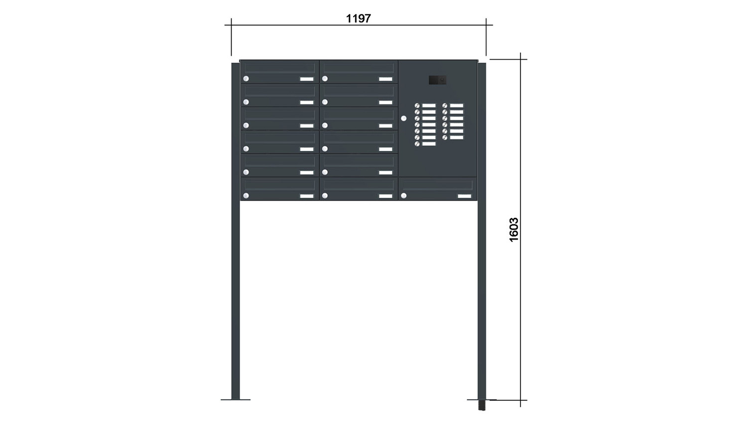 Briefkastenanlage | Freistehend | 13-fach | Waagerecht | Audio | Video | Farbe