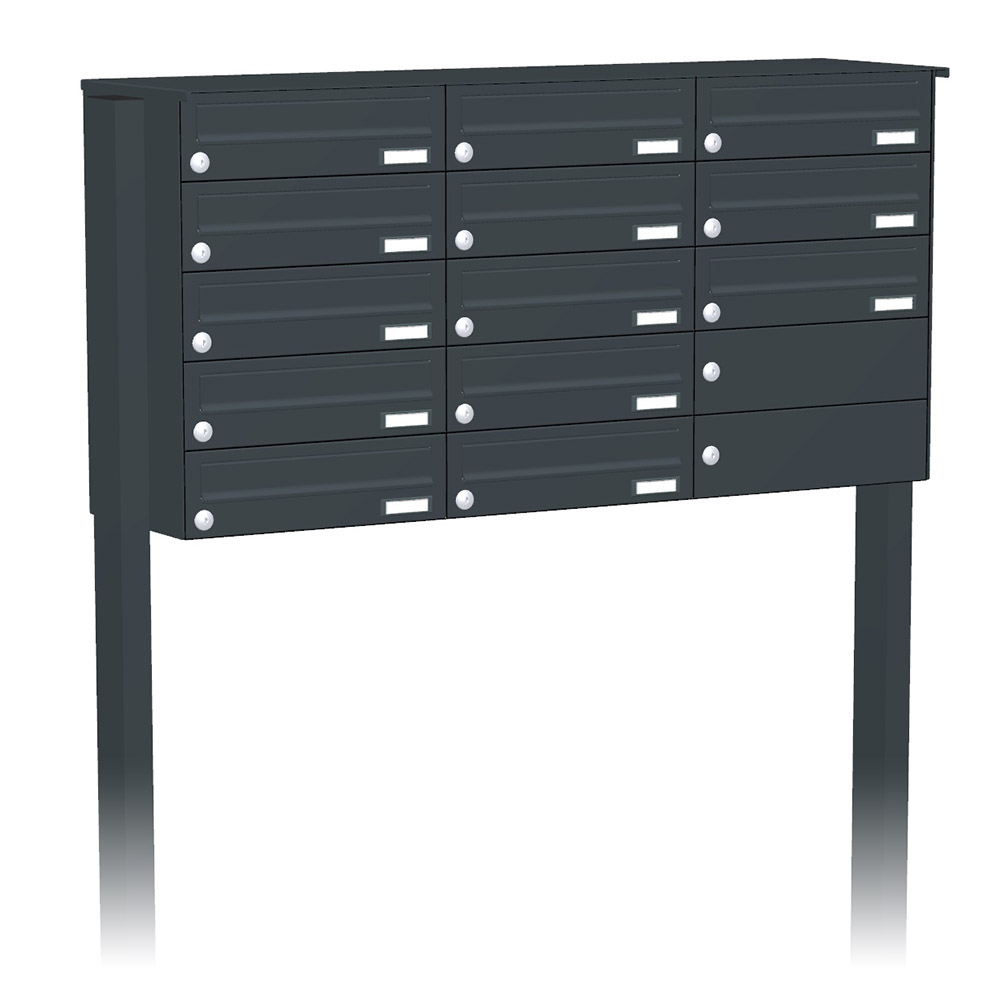 Briefkastenanlage | Freistehend | 13-fach | Waagerecht | Farbe