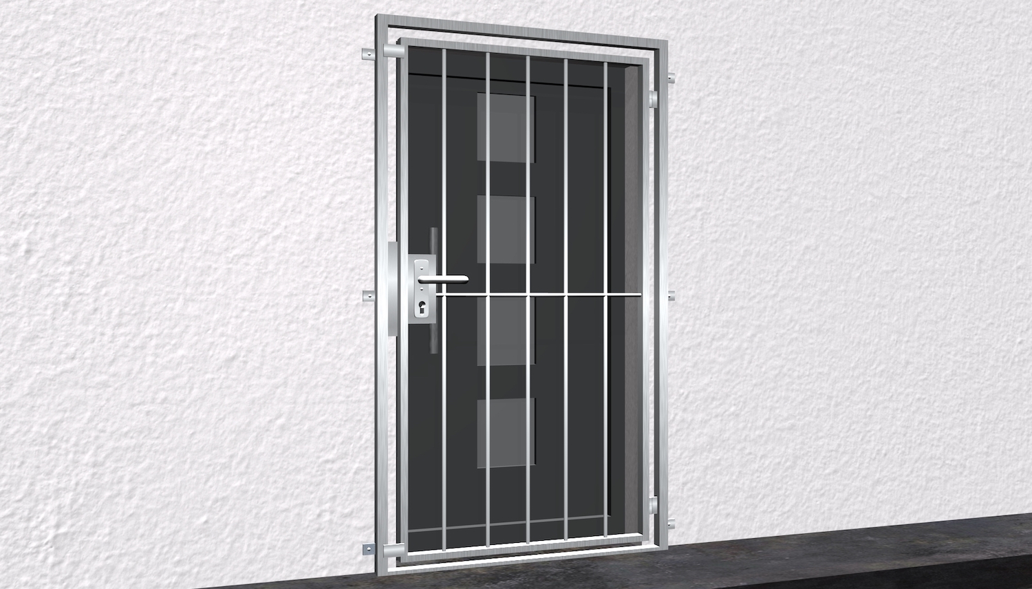 Porte grillagée barre verticale en acier inoxydable 