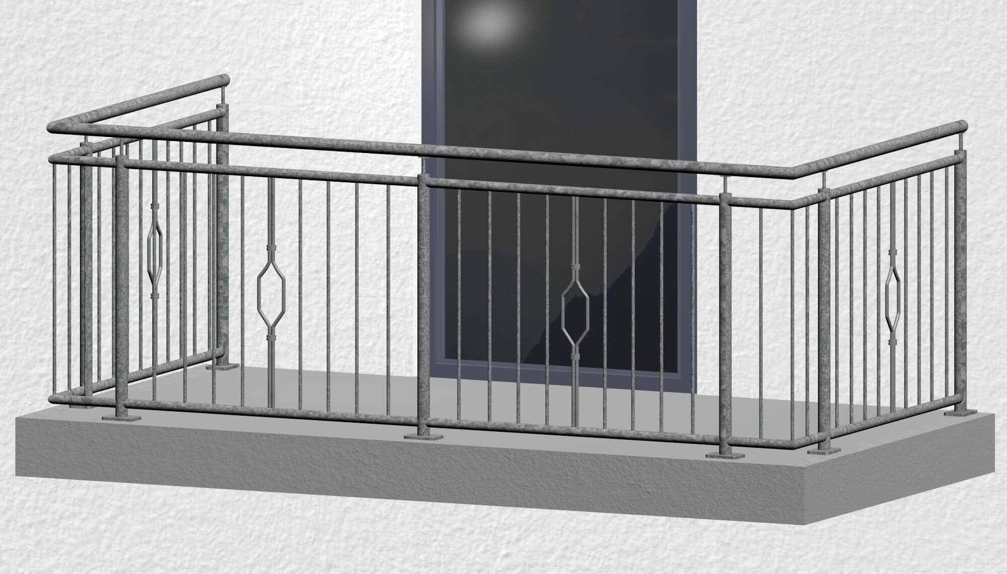 Balustrade de balcon en acier galvanisé ornement à 6 angles