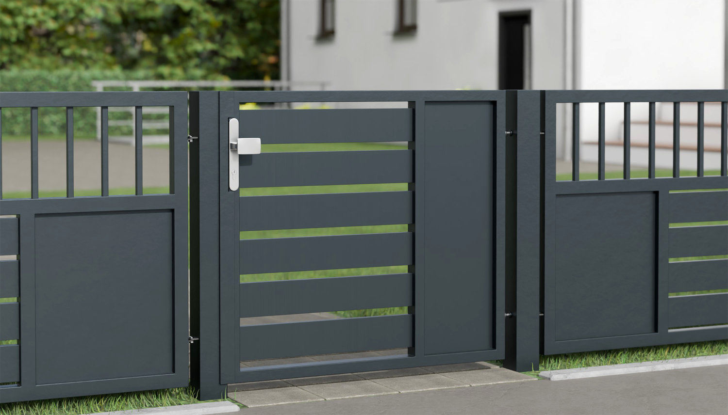 Portillon de jardin aluminium brise-vue à 1 battant KSB, GE