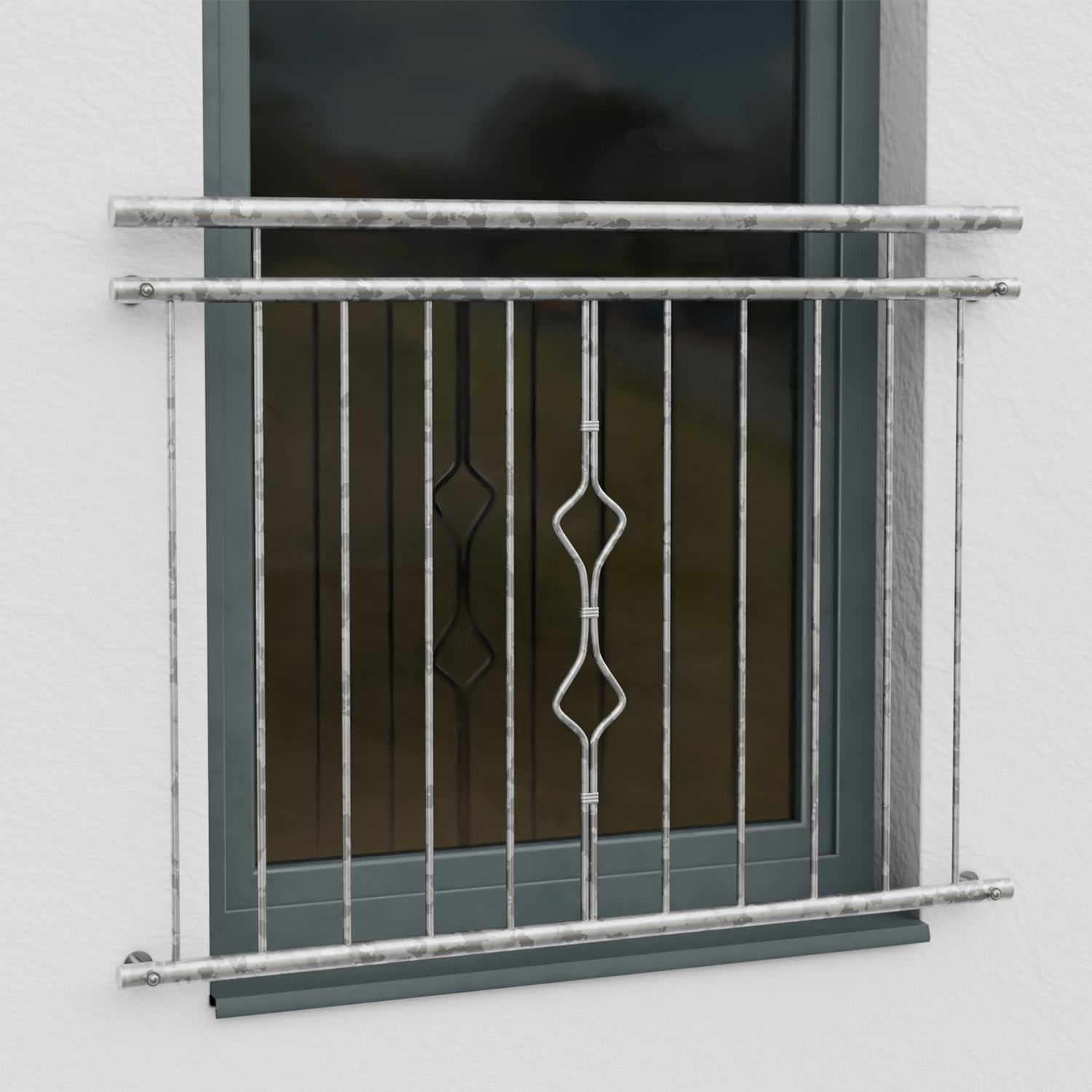 Balcon à la française en acier galvanisé ornement de cloche 