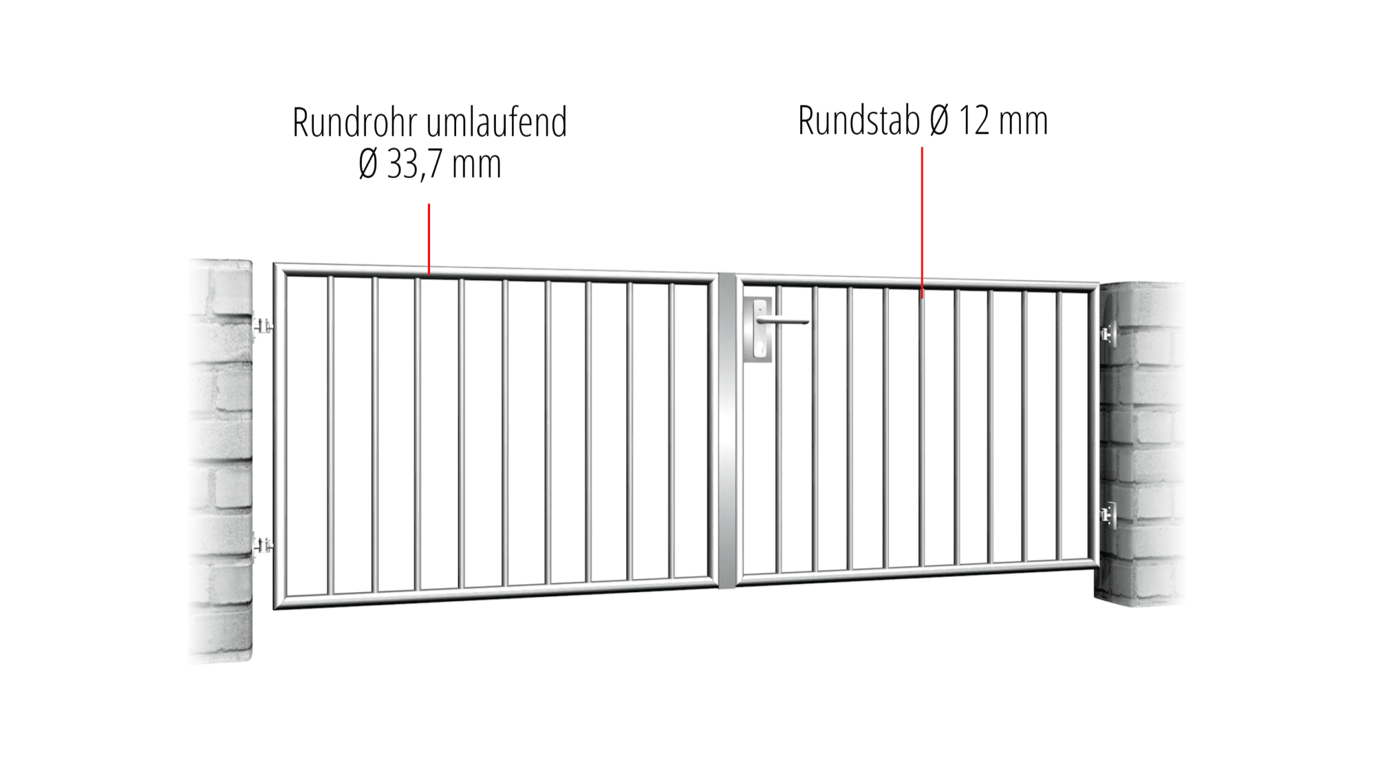 Barre verticale à 2 battants en acier inoxydable portail de jardin 2, GE