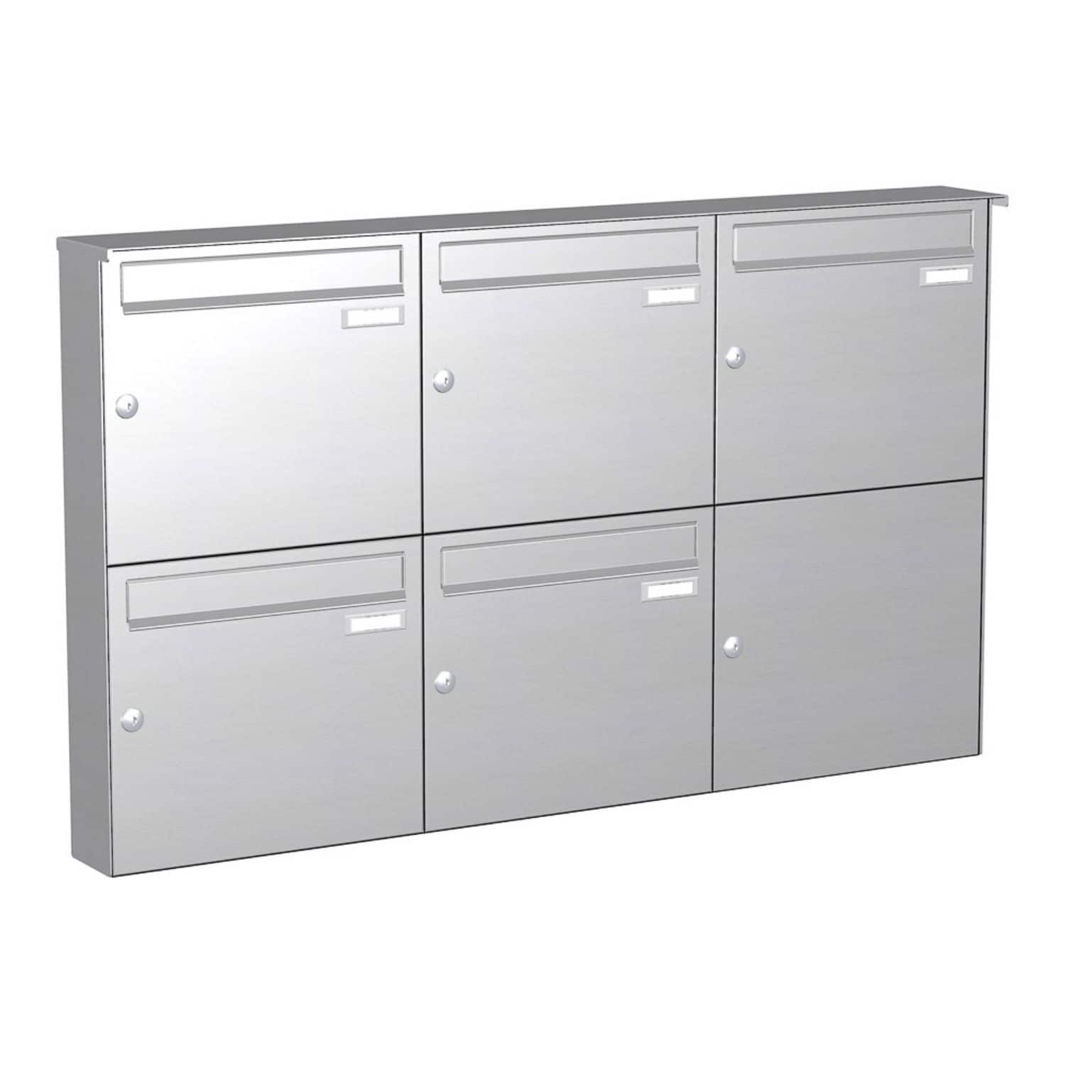 Briefkastenanlage | Aufputz | 5-fach | Senkrecht | Edelstahl