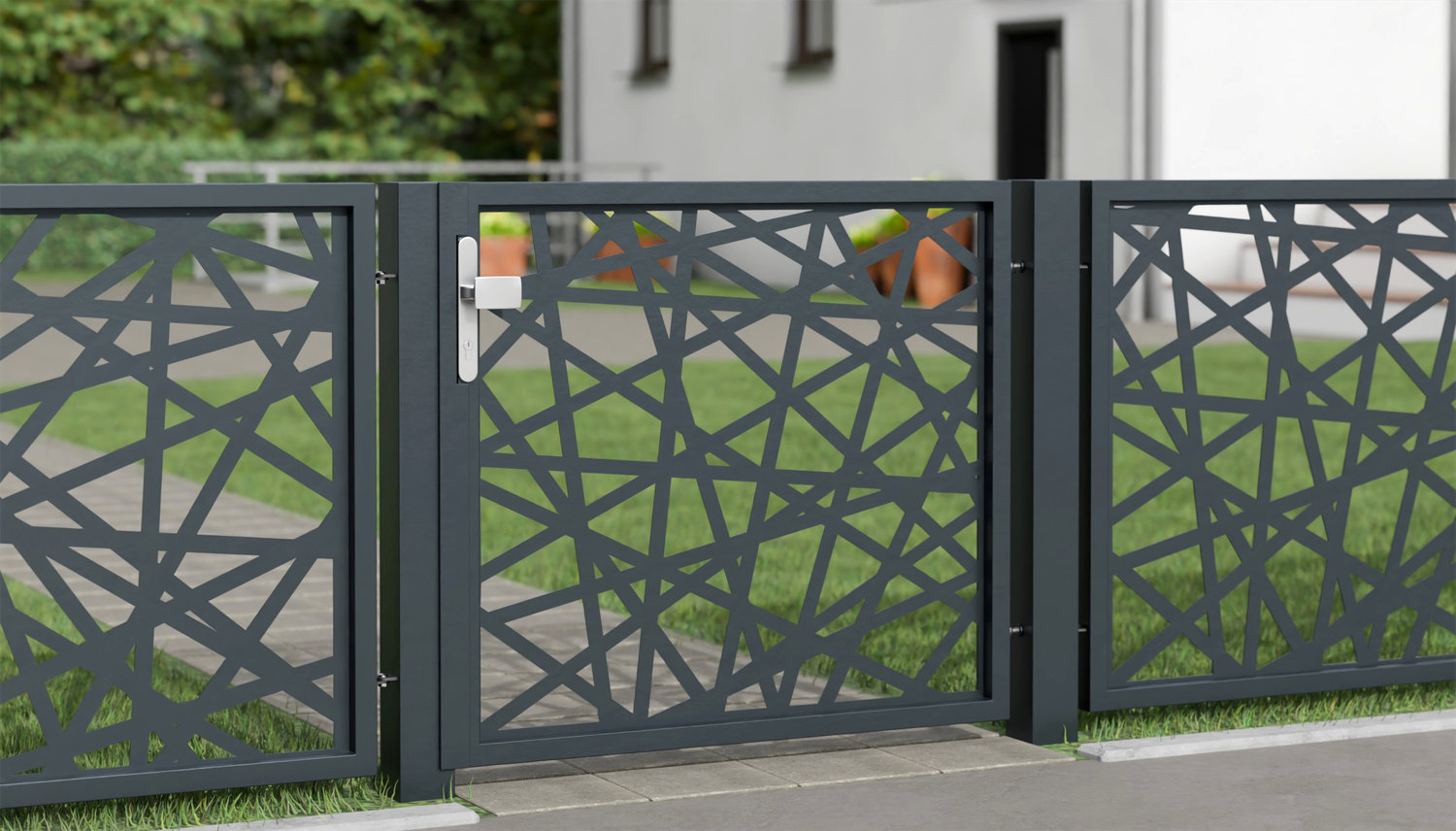 Portillon de jardin en aluminium à 1 battant découpé au laser AB 1