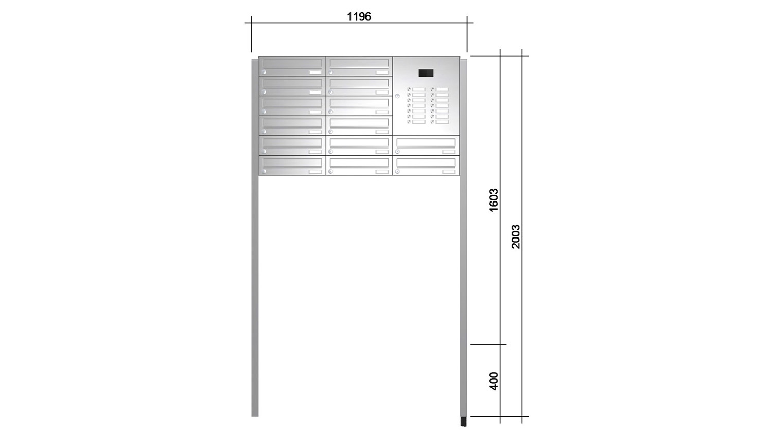 Briefkastenanlage | Freistehend | 14-fach | Waagerecht | Audio | Video | Edelstahl