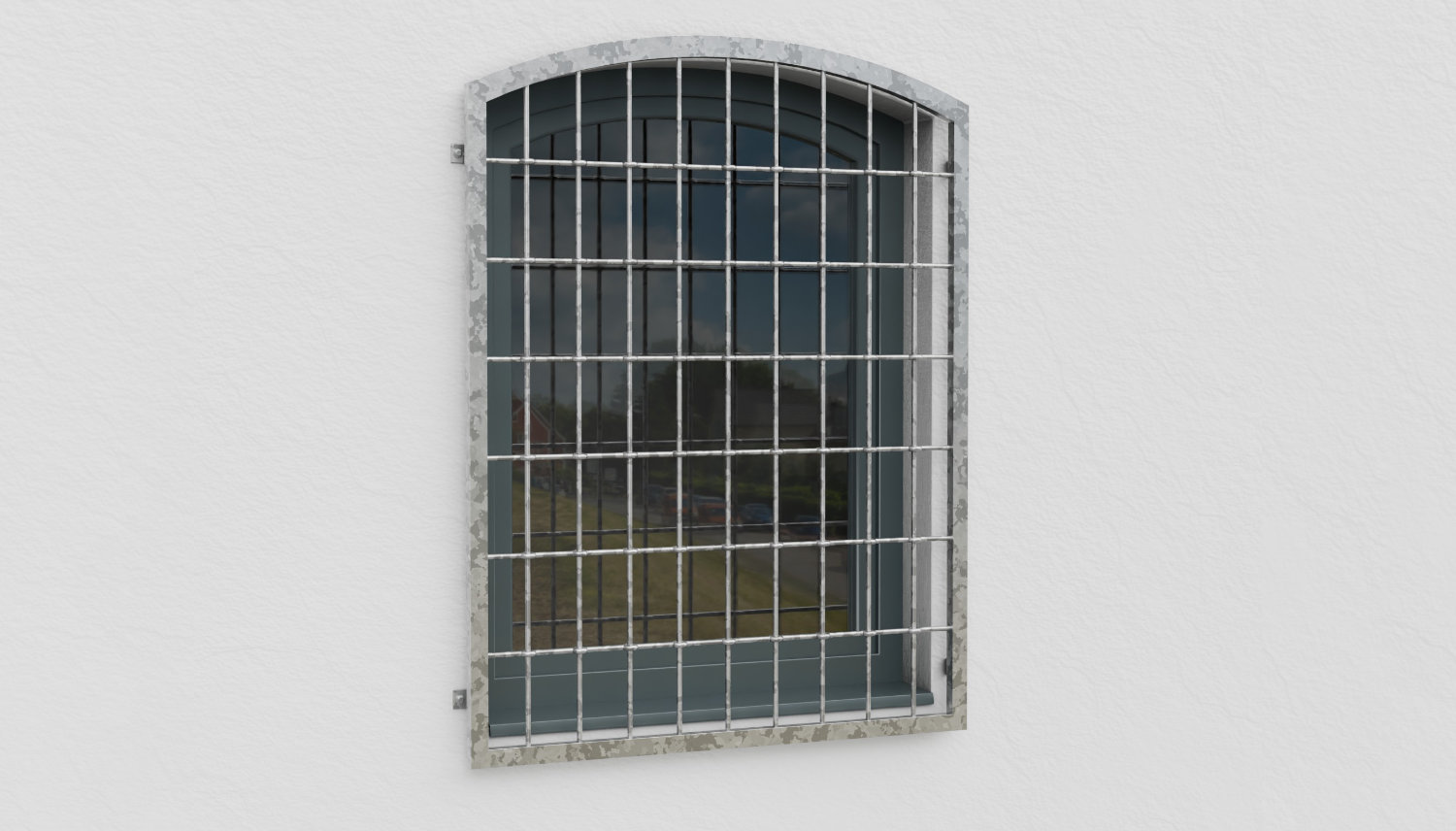 Grille de défense pour fenêtres en acier galvanisé barre arrondi arc supérieur 