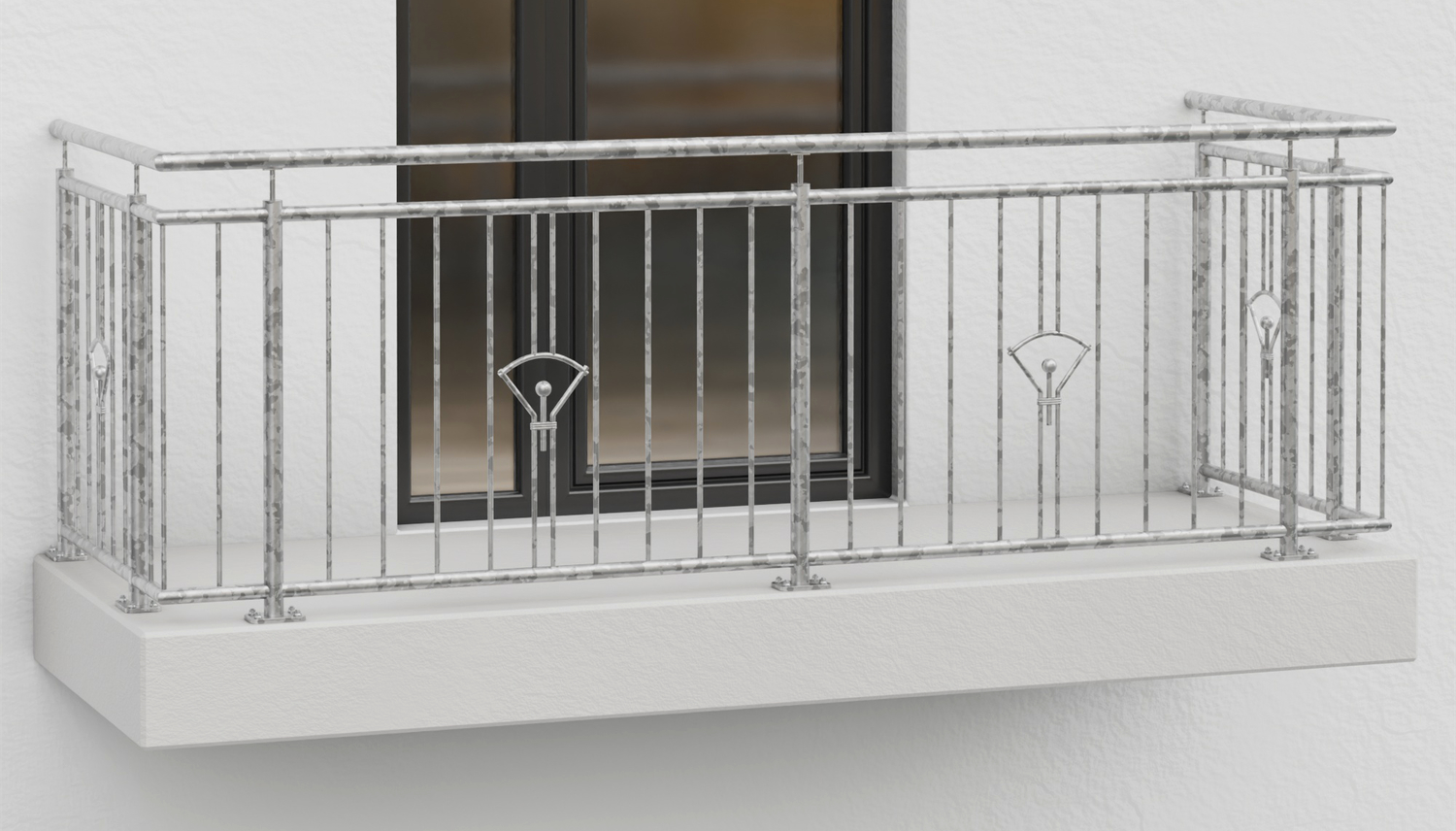 Balustrade de balcon en acier galvanisé ornement cloche 