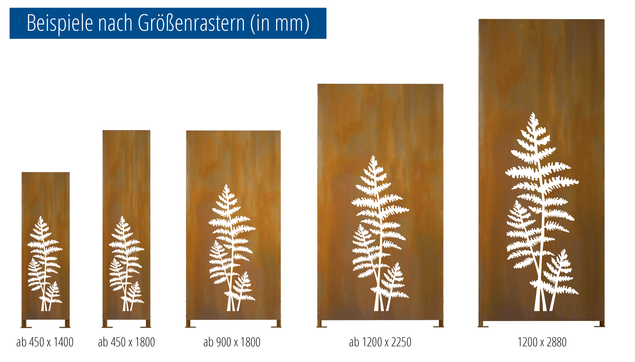Brise-vue en acier Corten stèle fougère
