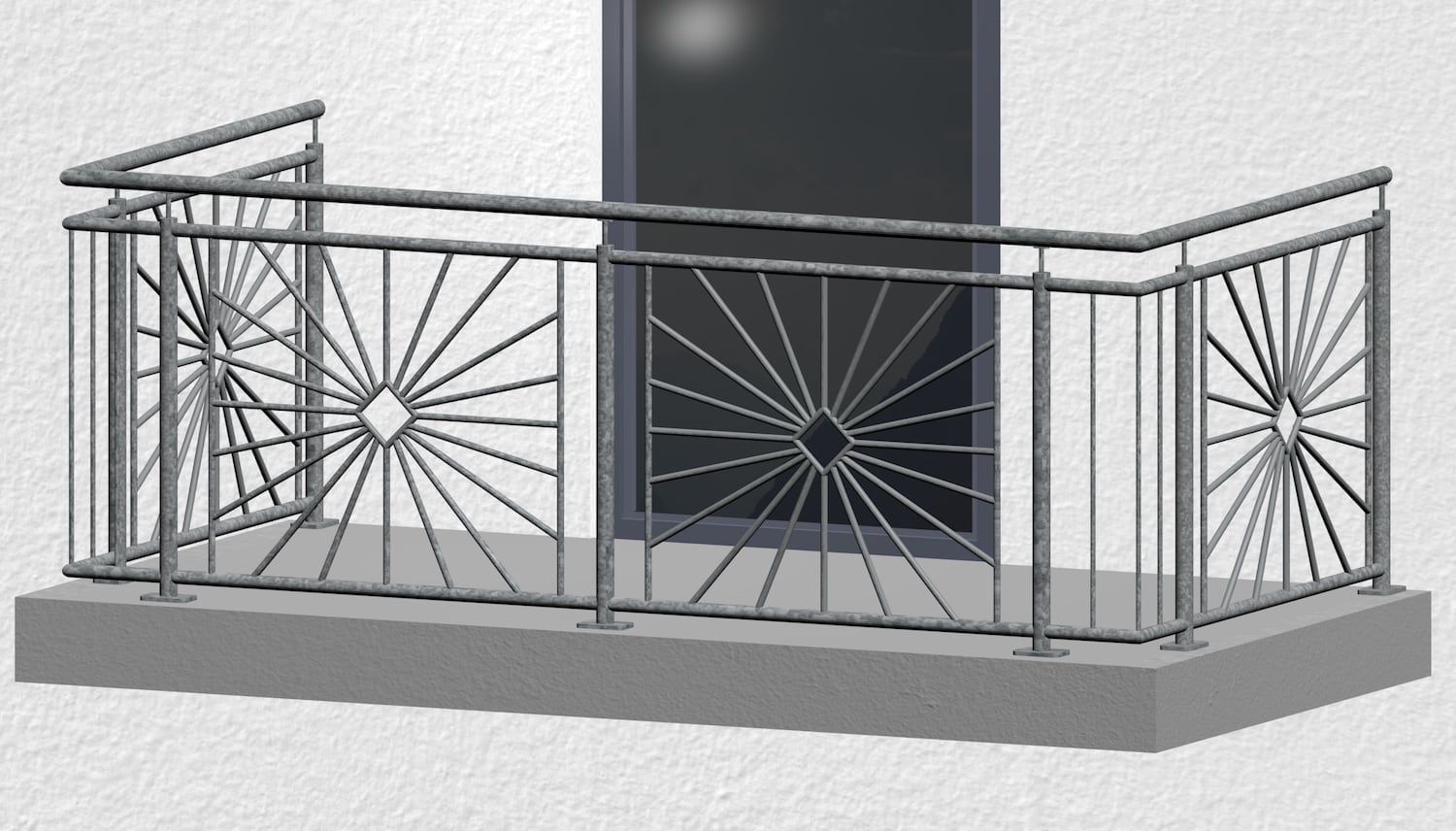 Balustrade de balcon en acier galvanisé soleil