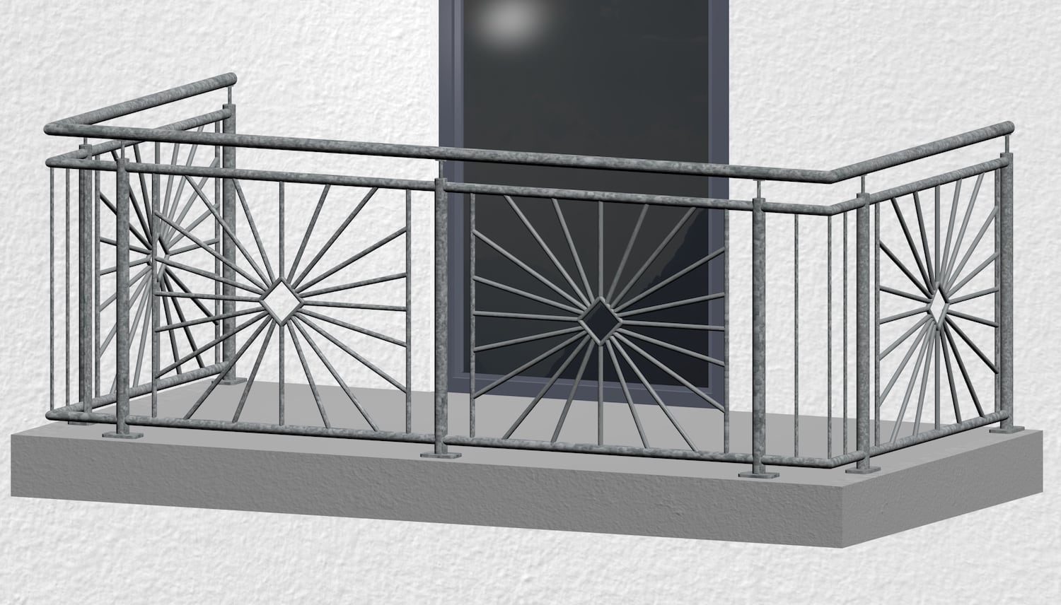 Balustrade de balcon en acier galvanisé soleil Carreau