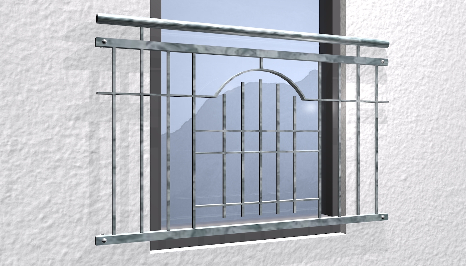 Balcon à la française en acier galvanisé ornement moderne III 