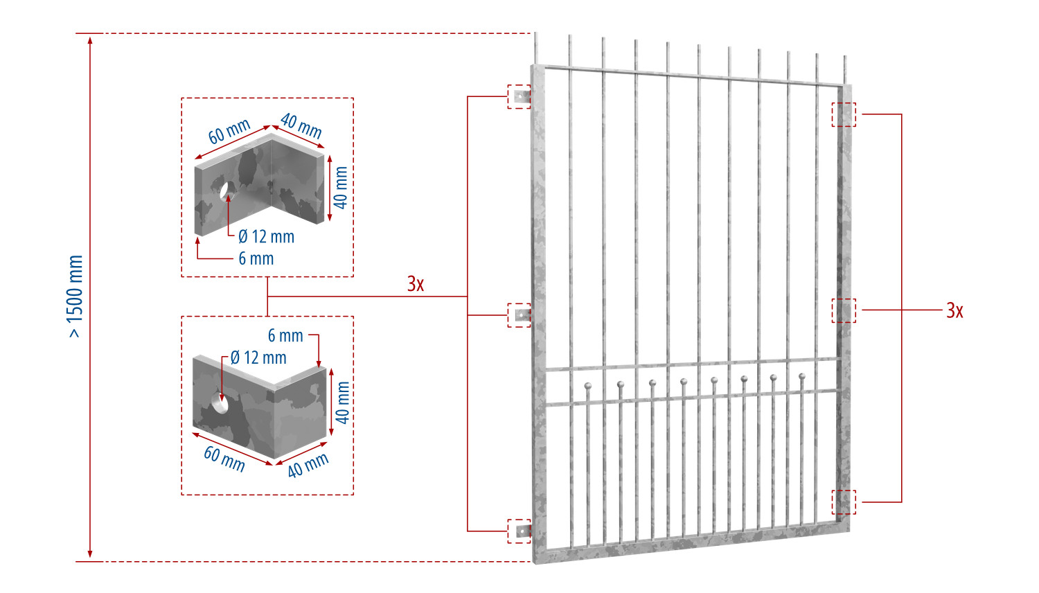 Grille de défense pour fenêtres en acier galvanisé Berlin