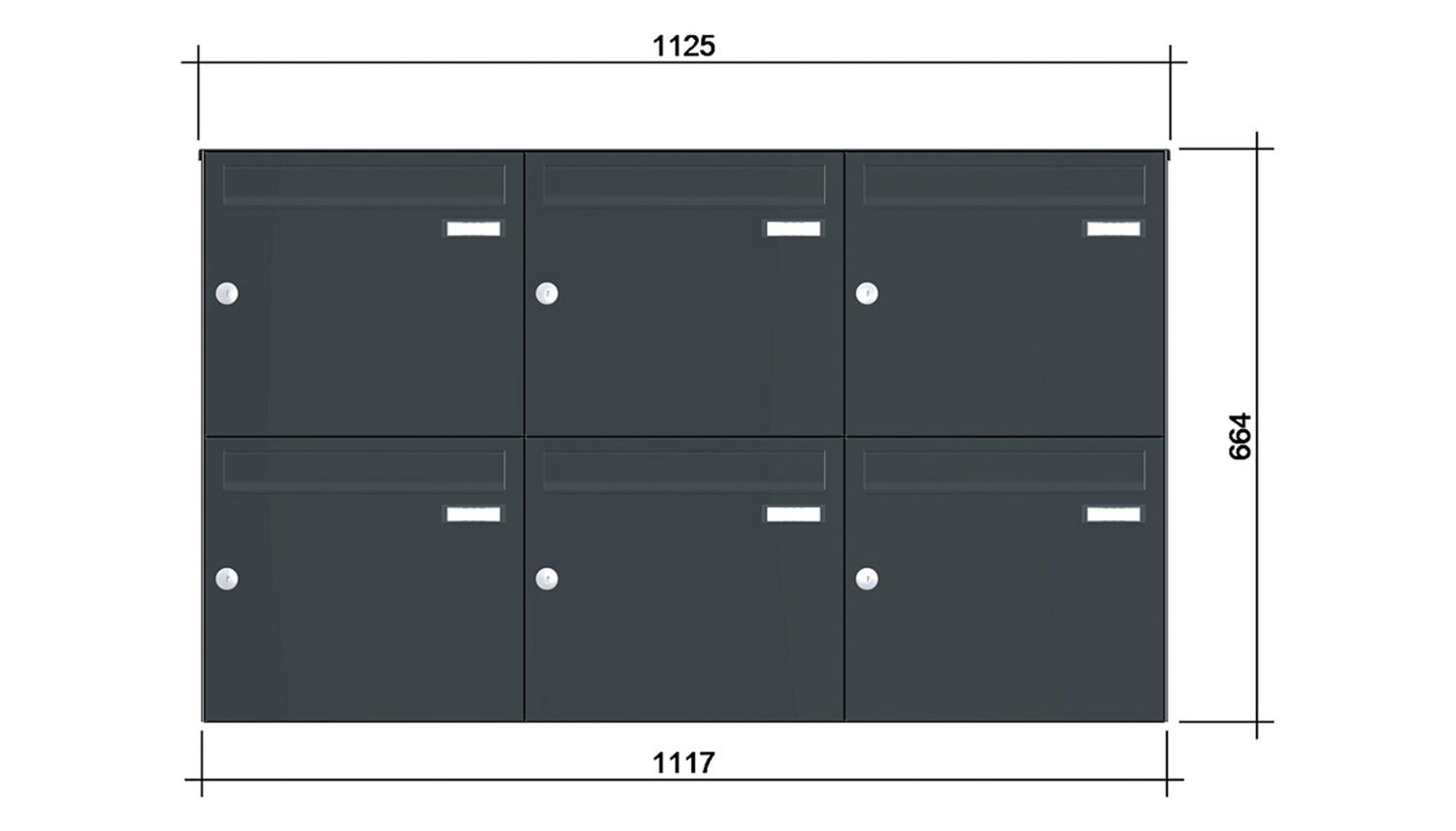 Briefkastenanlage | Aufputz | 6-fach | Senkrecht | Farbe