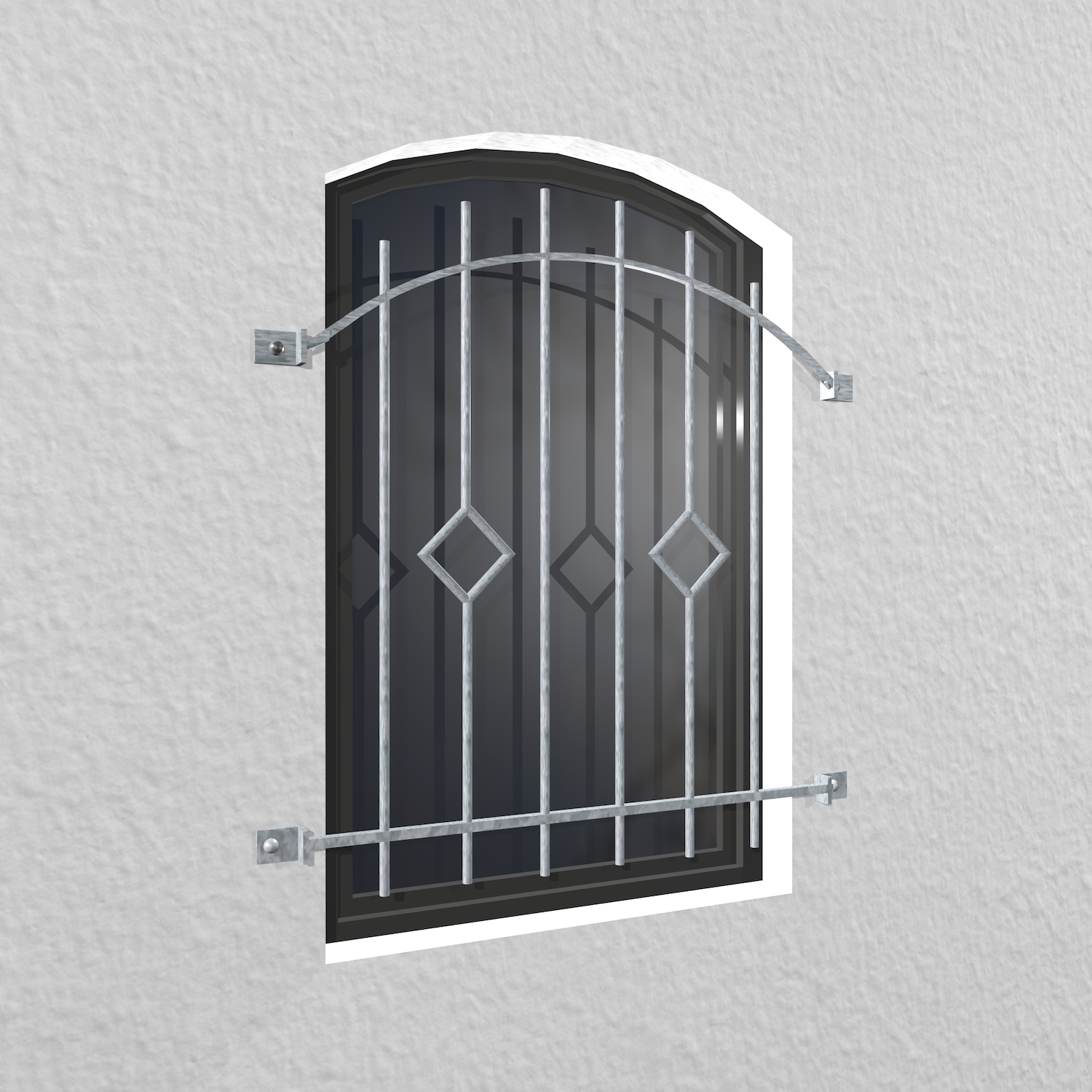 Grille de défense pour fenêtres en acier galvanisé carreaux barre arc supérieur 