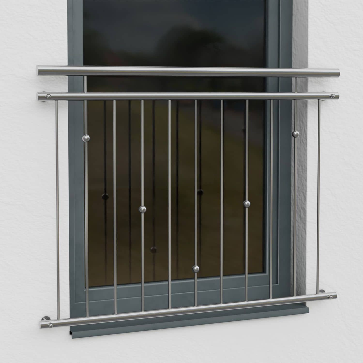 Balcon à la française Boules en V en acier inoxydable