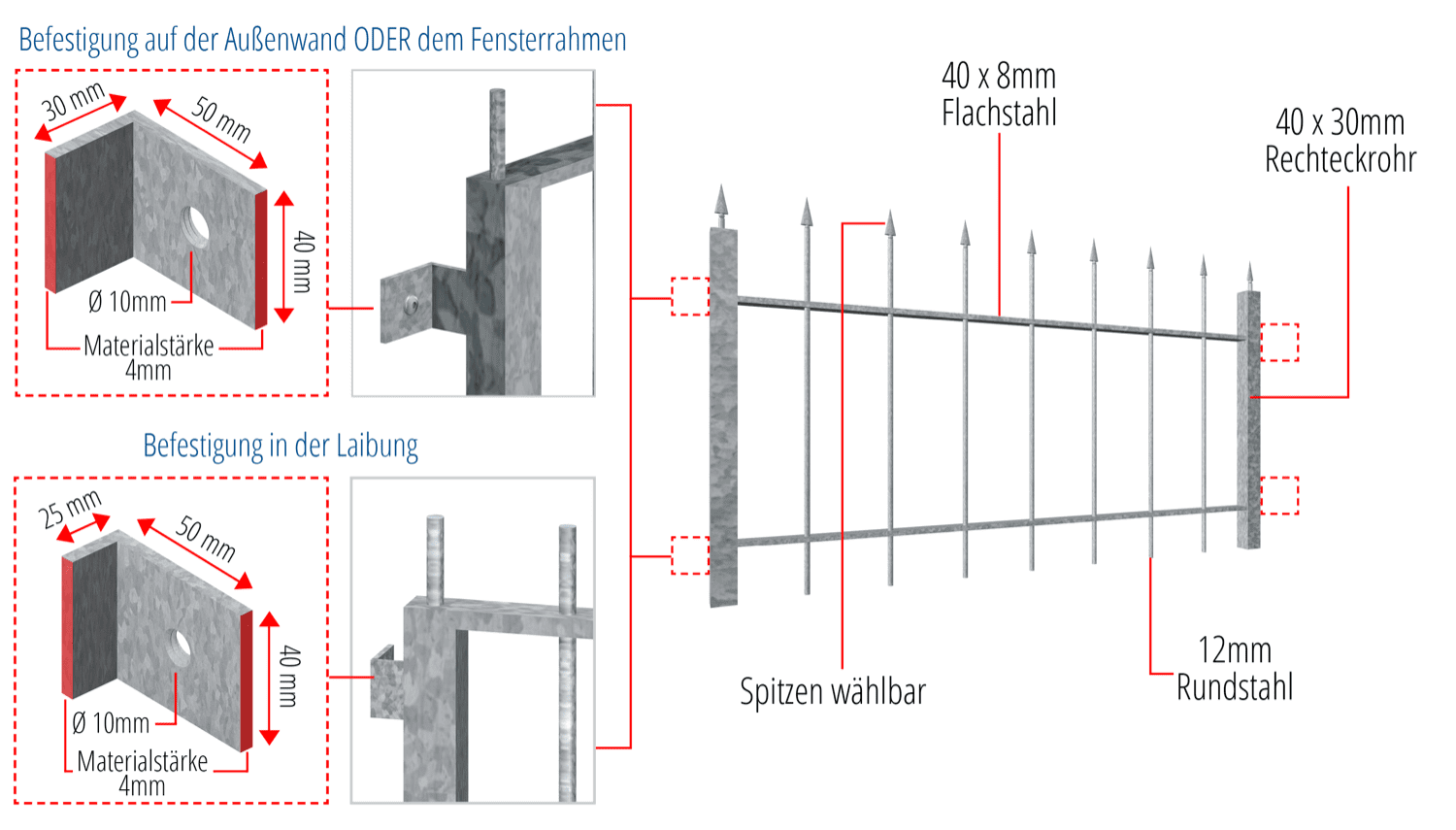 Grille de défense pour fenêtres pour la cave en acier galvanisé Derby