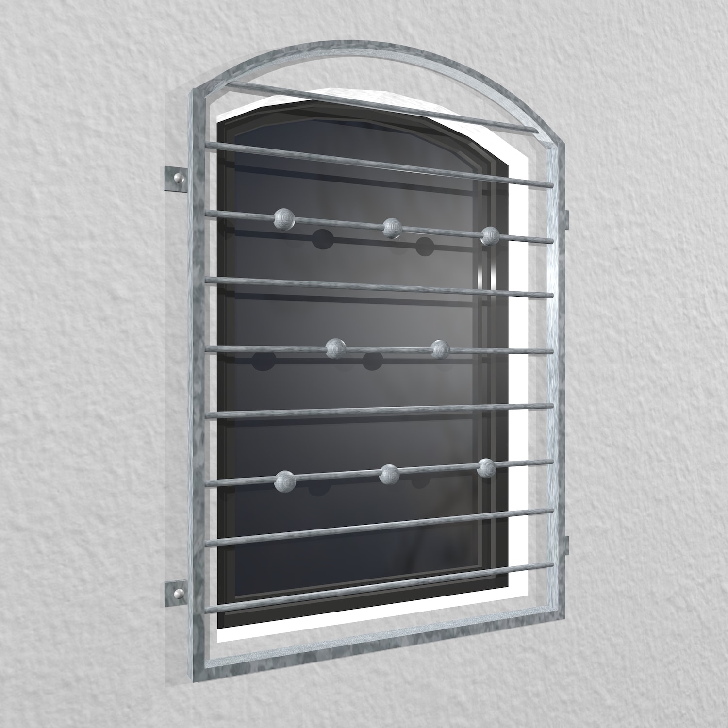 Grille de défense pour fenêtres en acier galvanisé Barre transversale Boule Arc supérieur 
