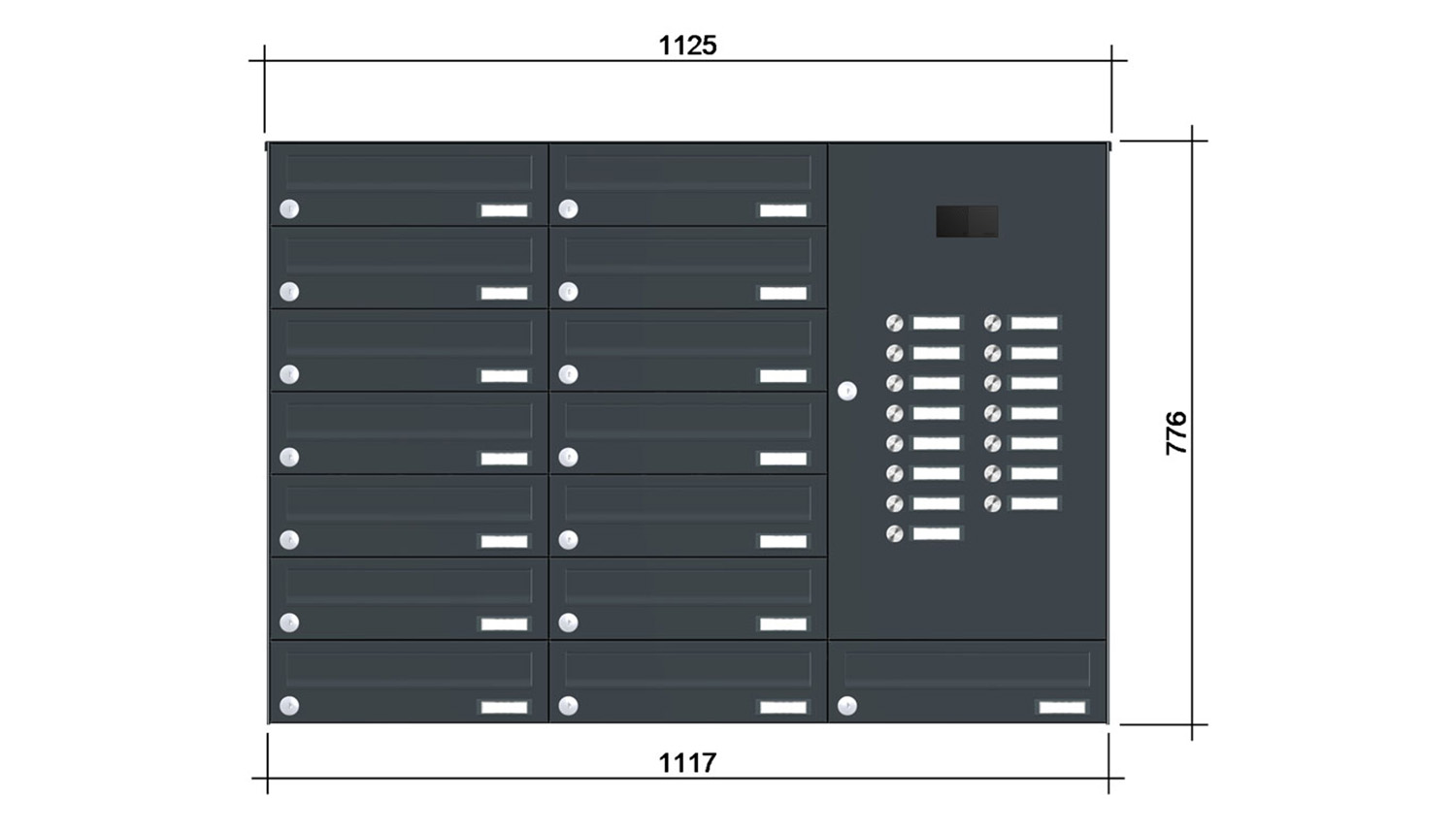 Briefkastenanlage | Aufputz | 15-fach | Waagerecht | Audio | Video | Farbe