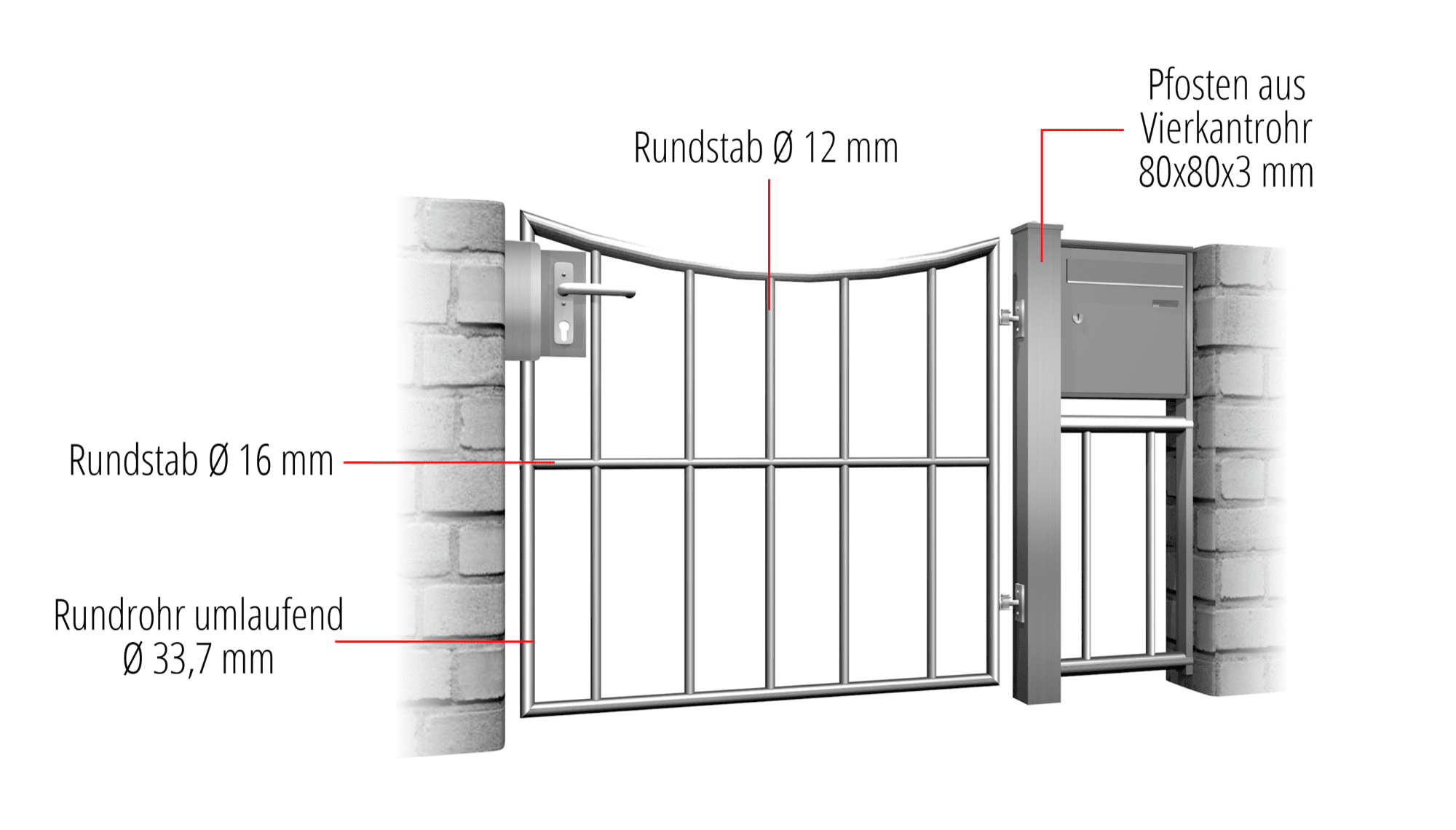 Portillon de jardin en acier inoxydable barre verticale à 1 battant, UB, BK