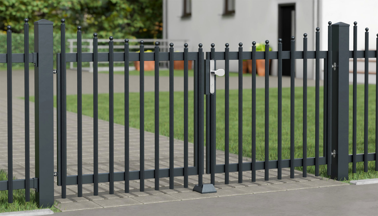 Portail de jardin en aluminium à 2 battants Palissades élégantes, UB