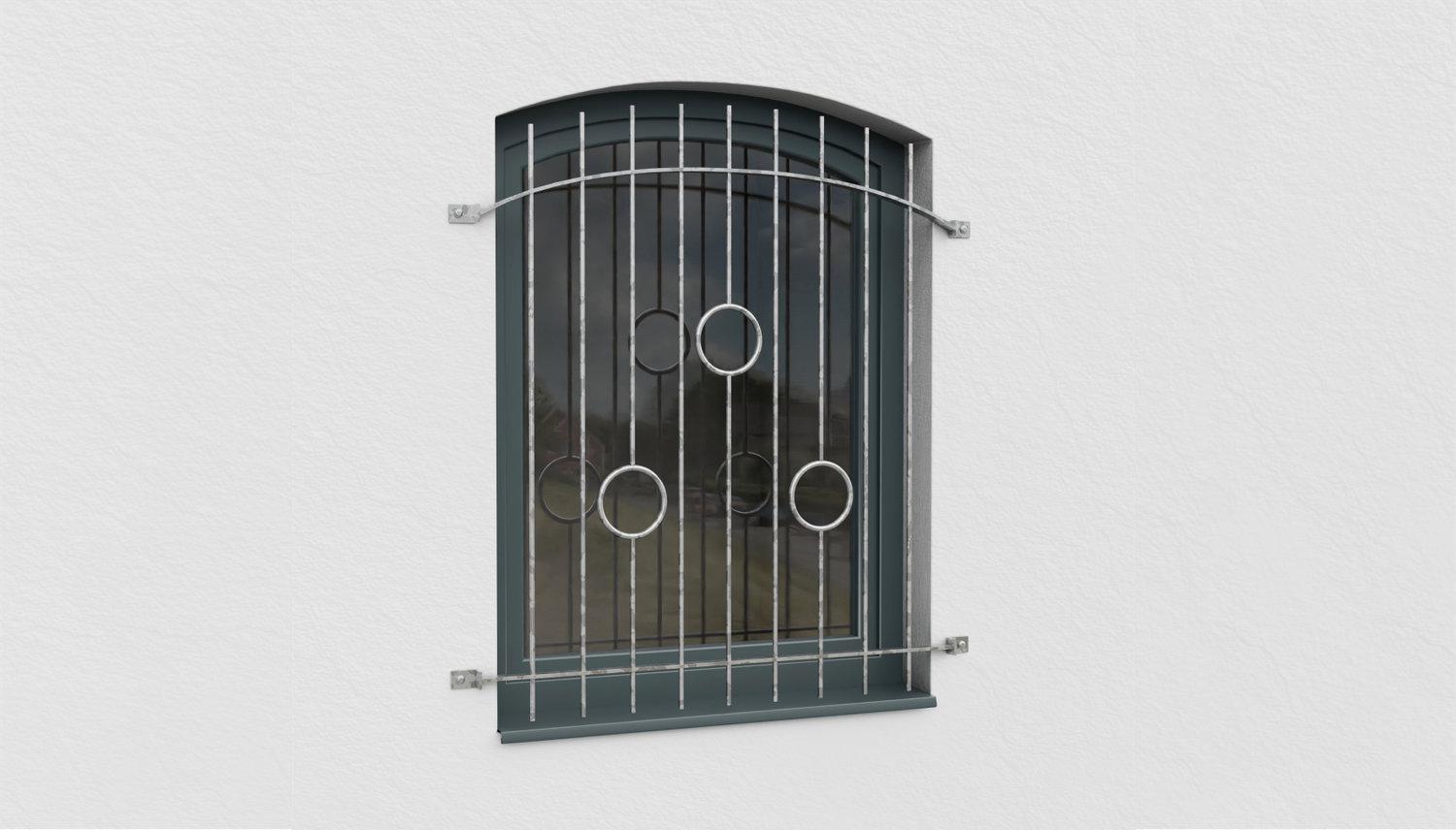 Grille de défense pour fenêtres en acier galvanisé cercle barre arc supérieur 