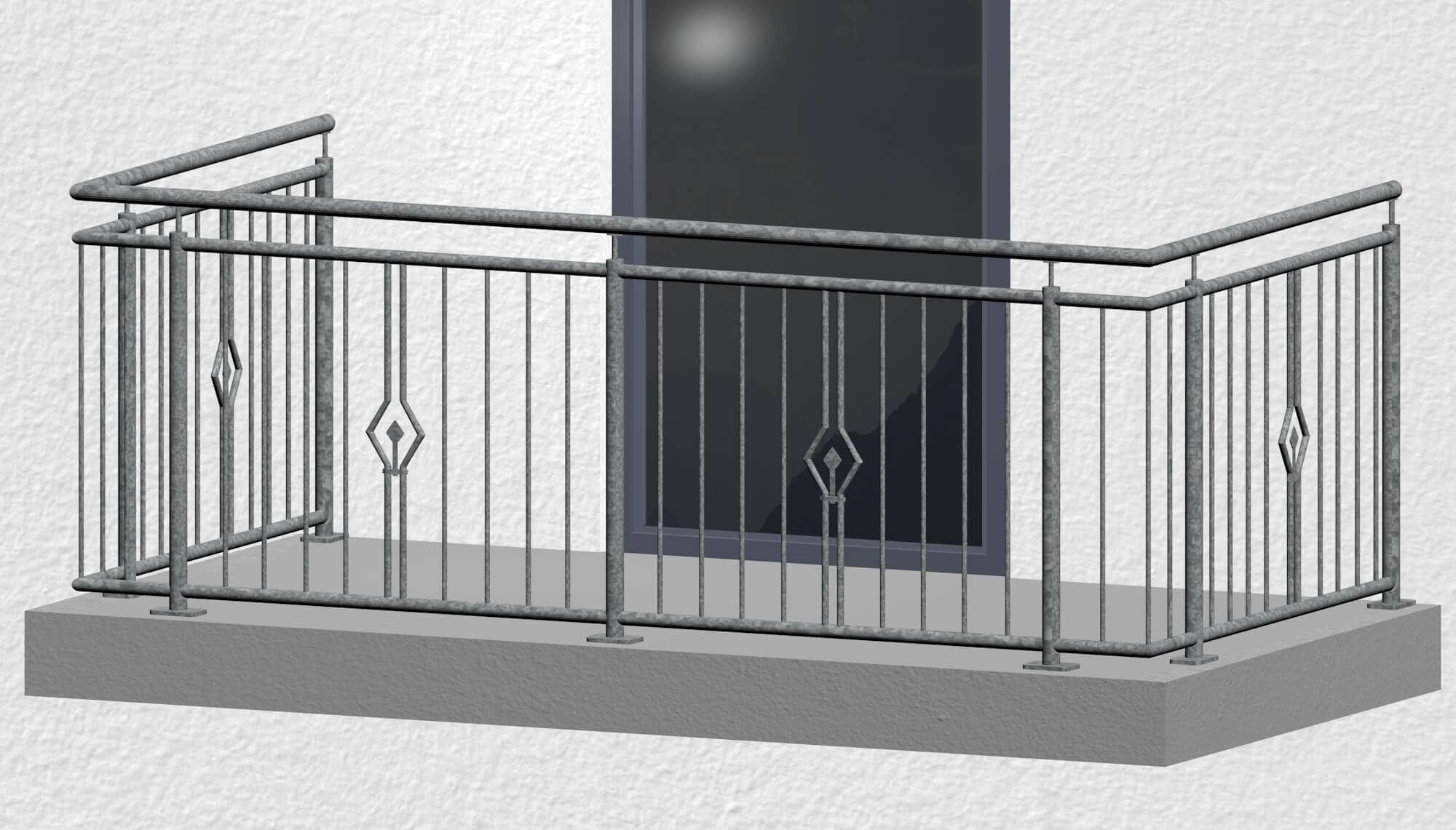 Balustrade de balcon en acier galvanisé ornement bougie 