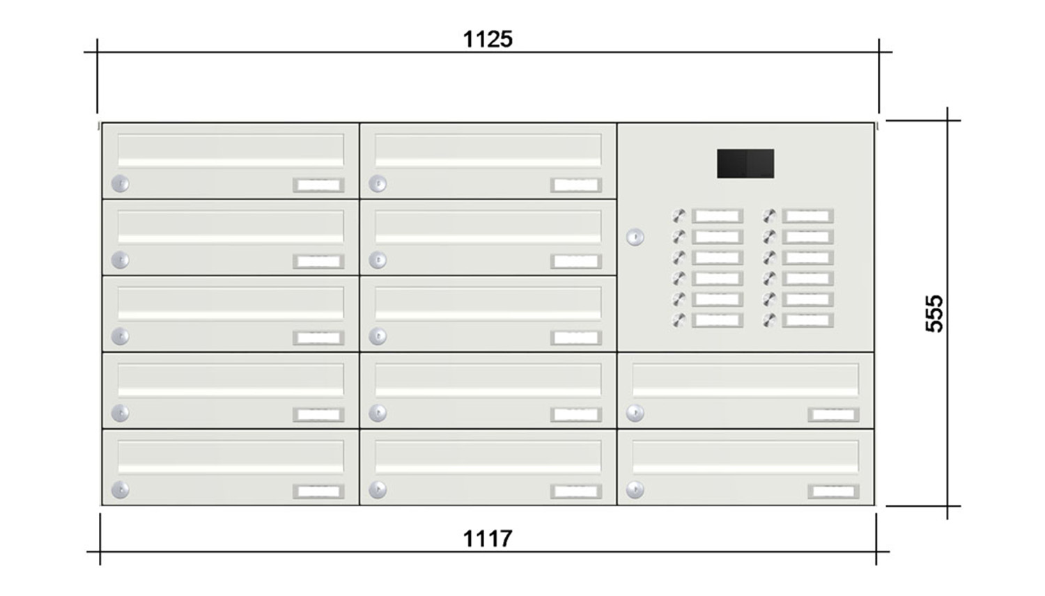 Briefkastenanlage | Aufputz | 12-fach | Waagerecht | Audio | Video | Farbe