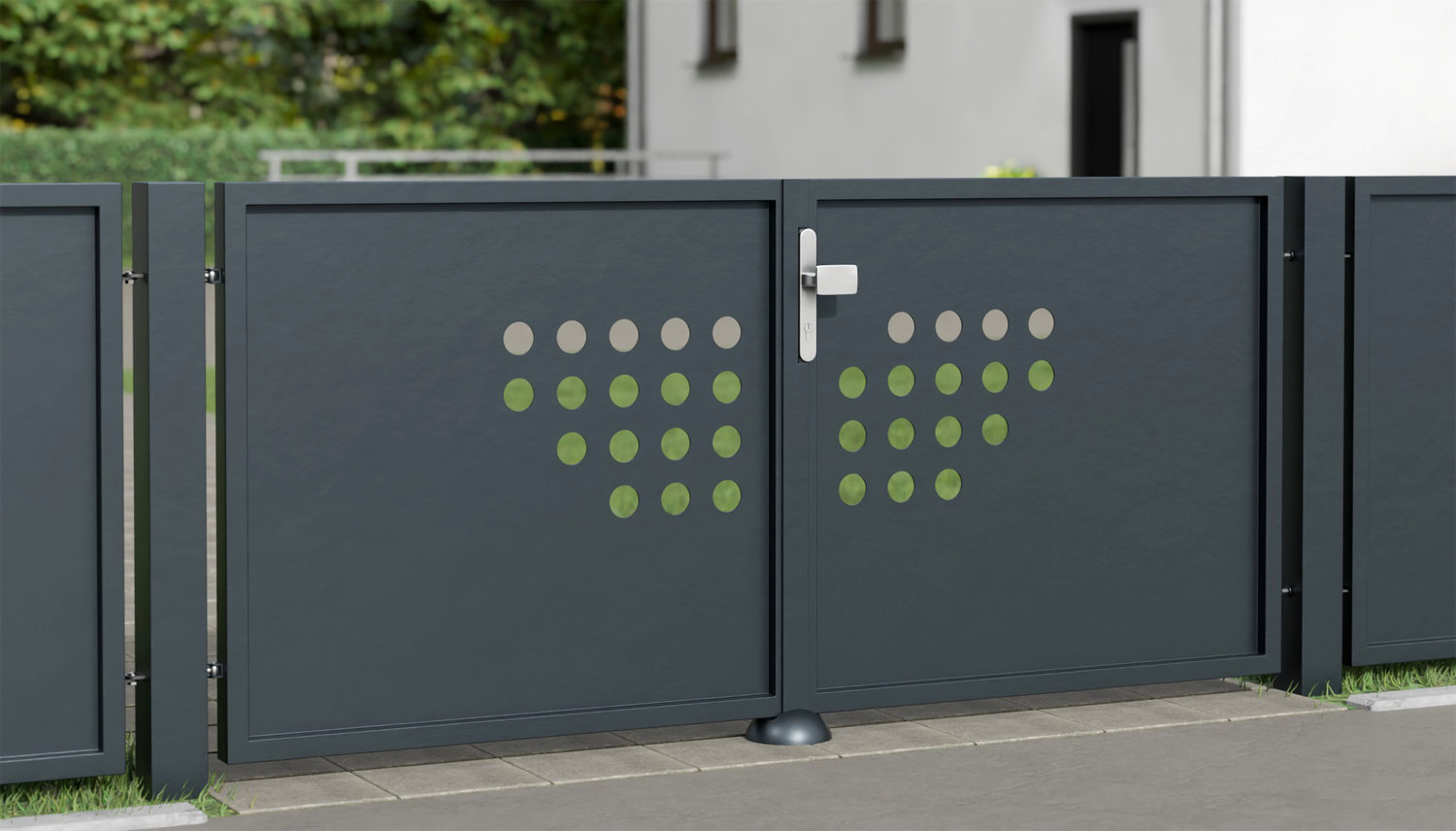 Portail de jardin en aluminium brise-vue à 2 battants RLH, GE