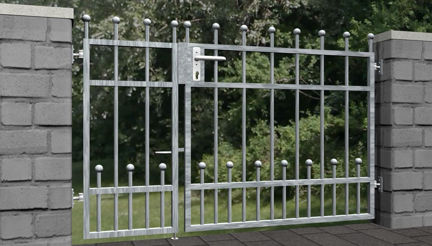 Portillon de jardin en acier galvanisé à 2 battants Bonn, GE 