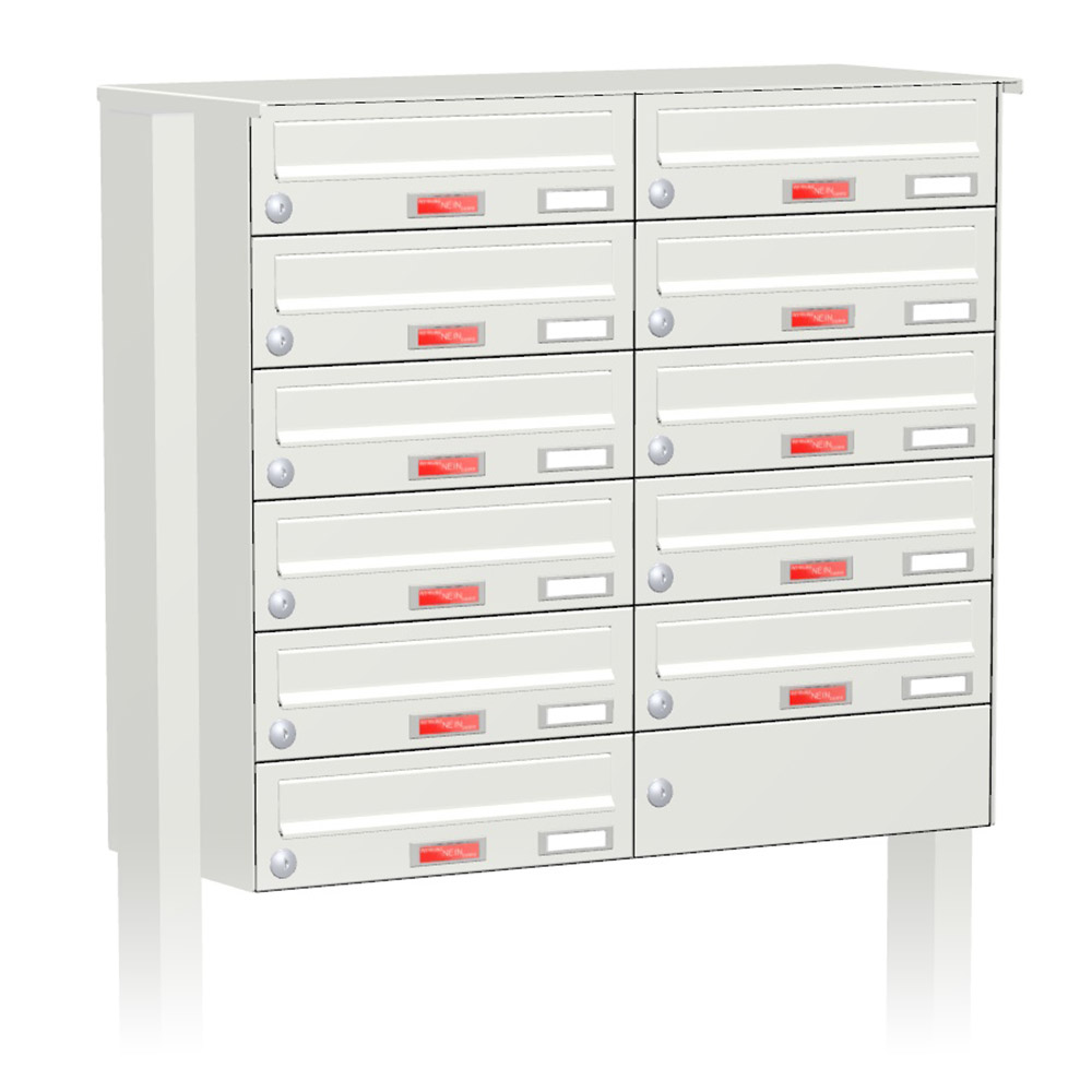 Briefkastenanlage | Freistehend | 11-fach | Waagerecht | Farbe