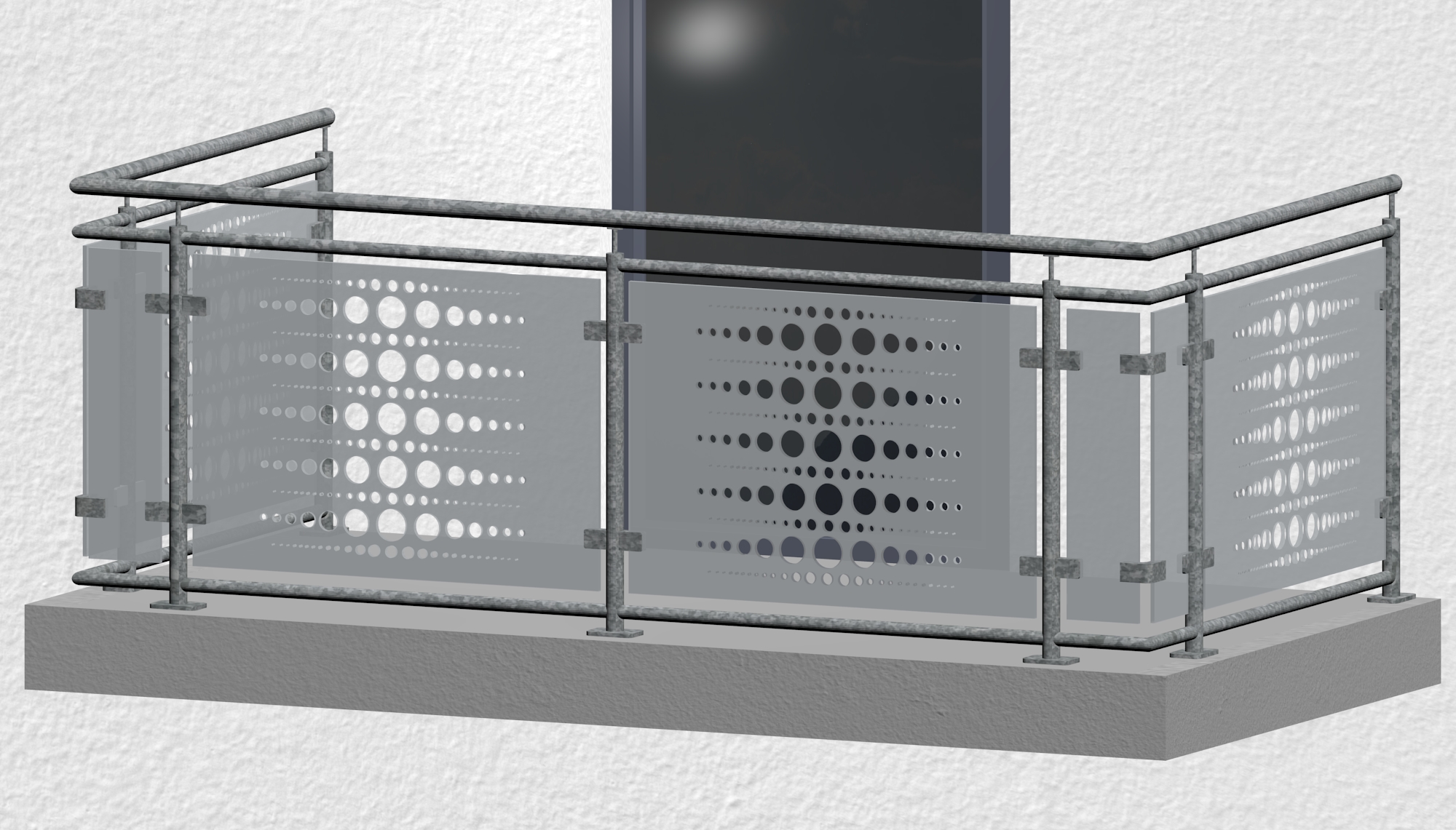 Balustrade de balcon en acier galvanisé design verre PE 2
