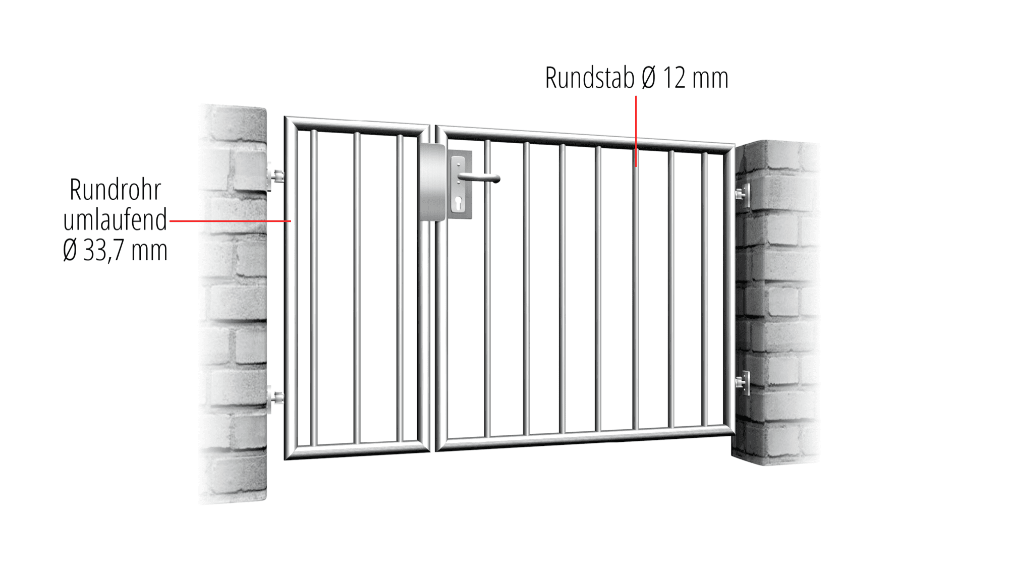 Portillon de jardin en acier inoxydable barre verticale à 2 battants 2, GE