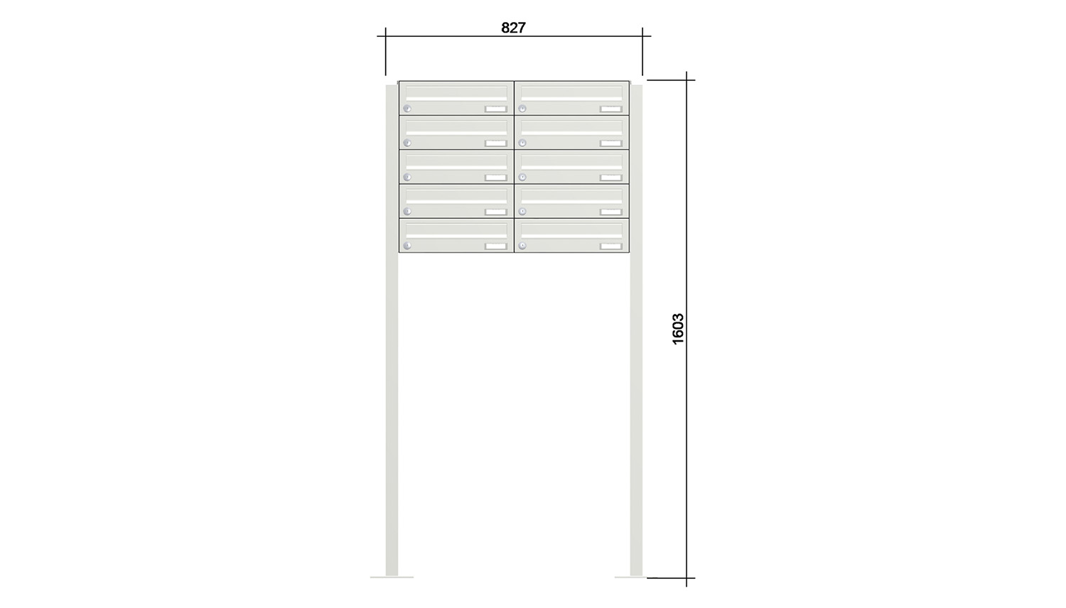 Briefkastenanlage | Freistehend | 10-fach | Waagerecht | Farbe