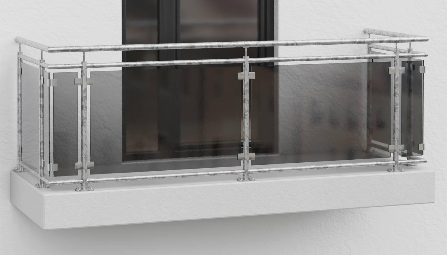 Balustrade de balcon en acier galvanisé gris