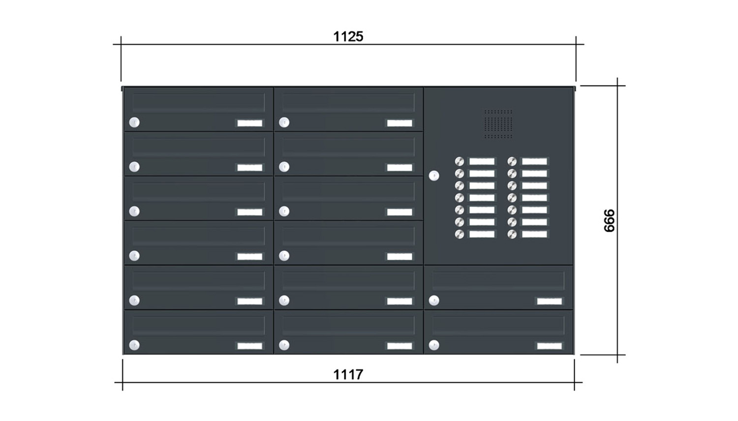 Briefkastenanlage | Aufputz | 14-fach | Waagerecht | Audio | Video | Farbe