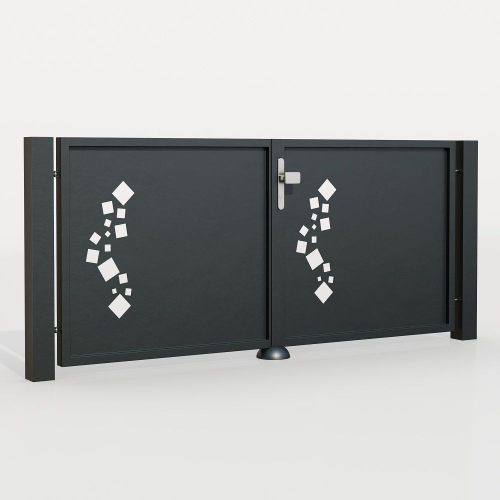 Portail de jardin en aluminium, brise-vue à 2 battants QE, GE