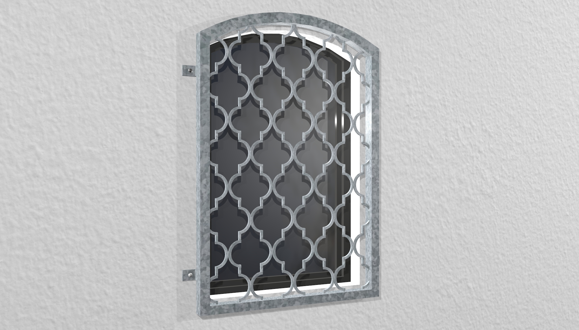 Grille de défense pour fenêtres en acier galvanisé losanges arc supérieur classique 