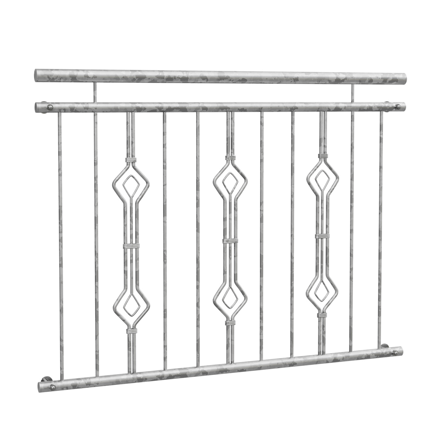 Balcon à la française en acier galvanisé ornement sablier triple 