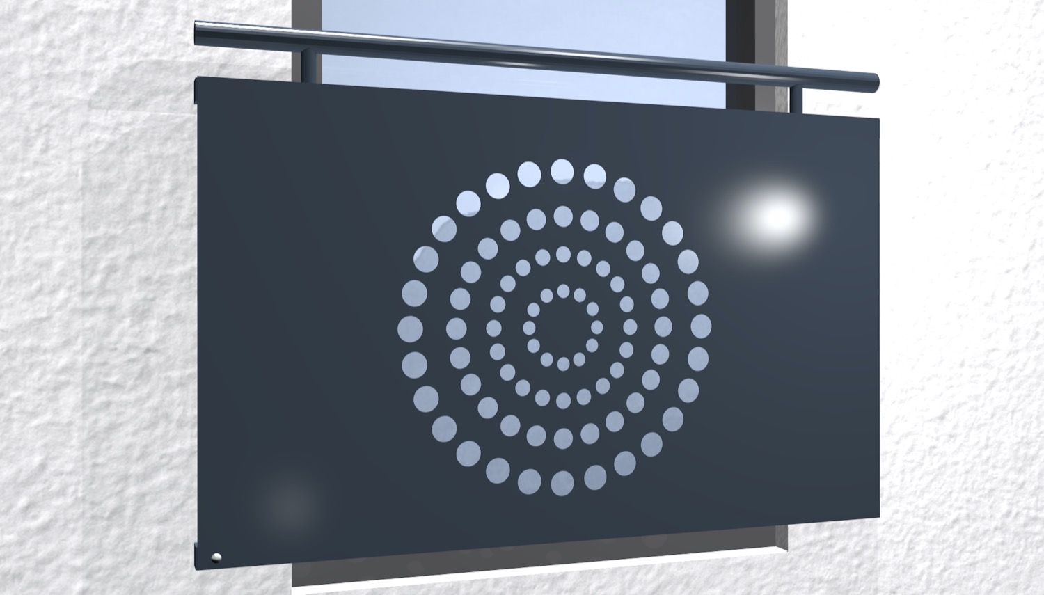 Balcon à la française en acier galvanisé plaque design anneaux circulaires