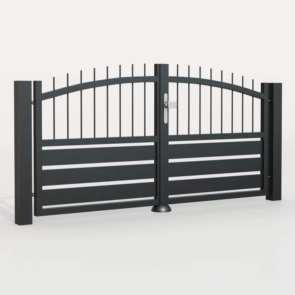 Portail de jardin aluminium brise-vue à 2 battants KSV 2, OB