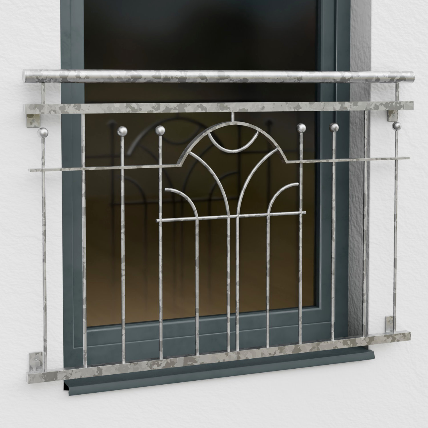 Balcon à la française en acier galvanisé ornement moderne II 