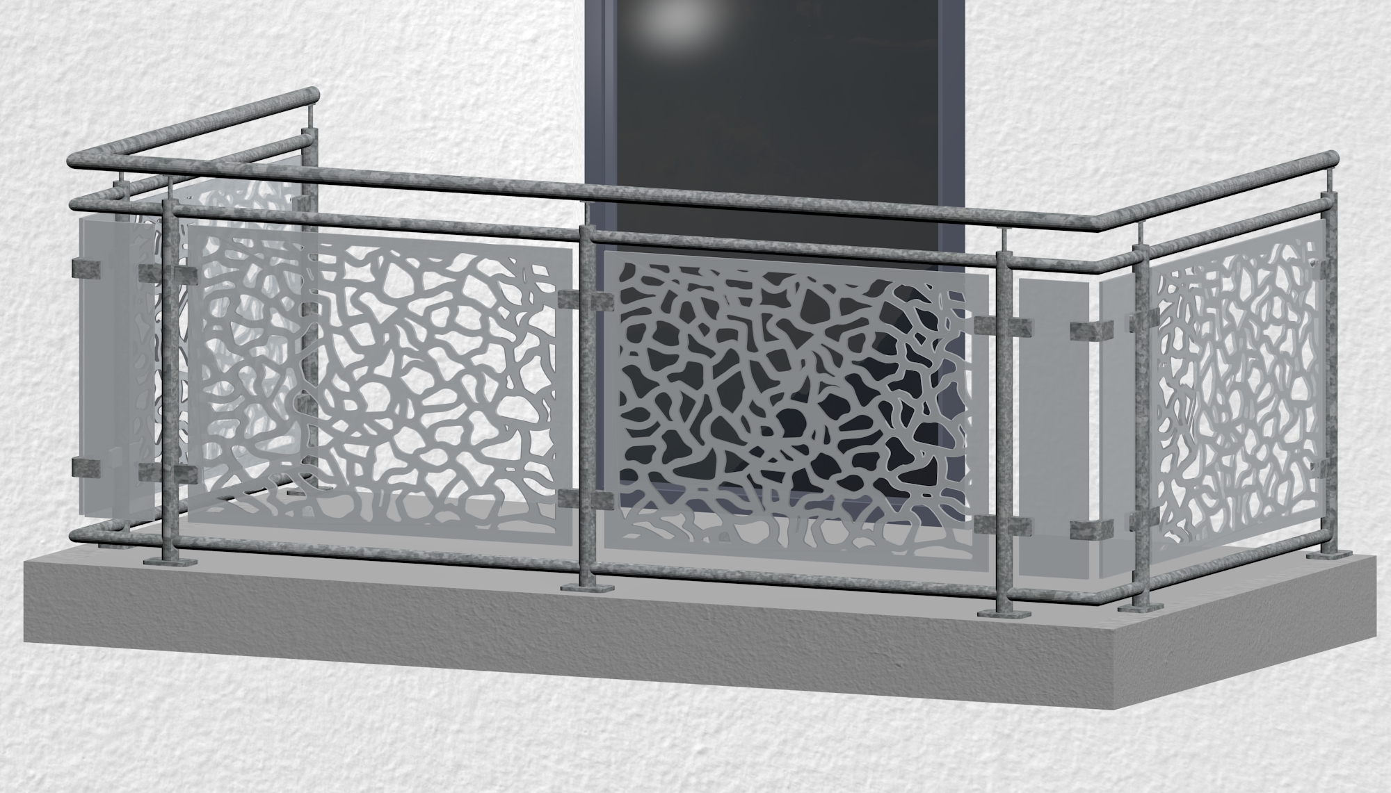 Balustrade de balcon en acier galvanisé design verre AB 2
