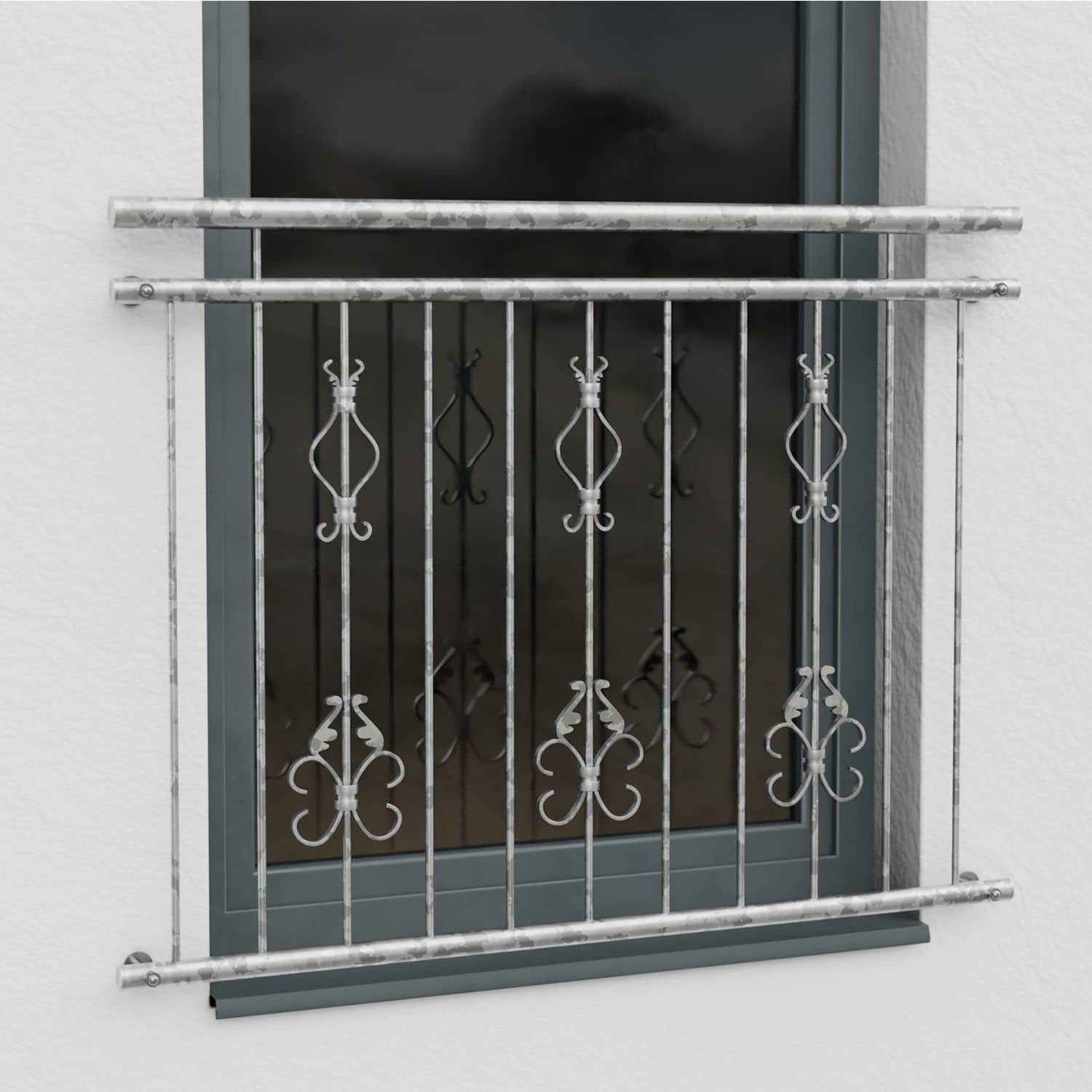 Balcon à la française en acier galvanisé ornement Arkantus 