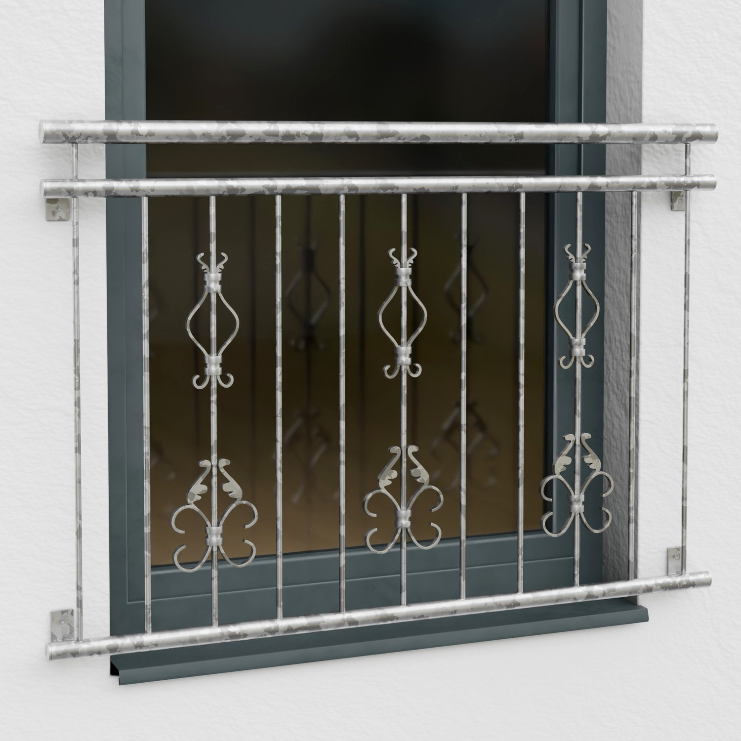 Balcon à la française en acier galvanisé ornement Arkantus 