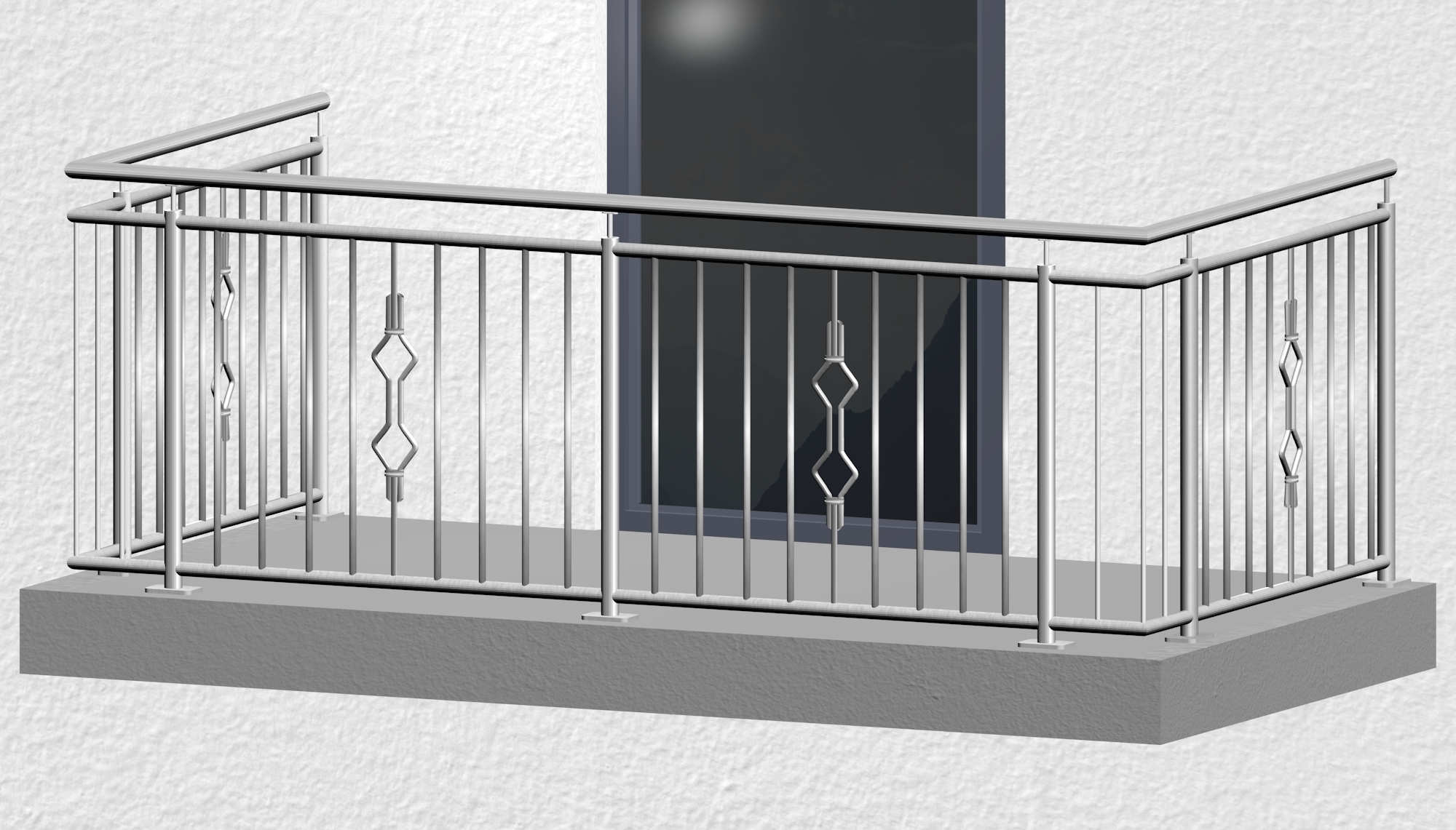 Balustrade de balcon en acier inoxydable Double Triangle 1